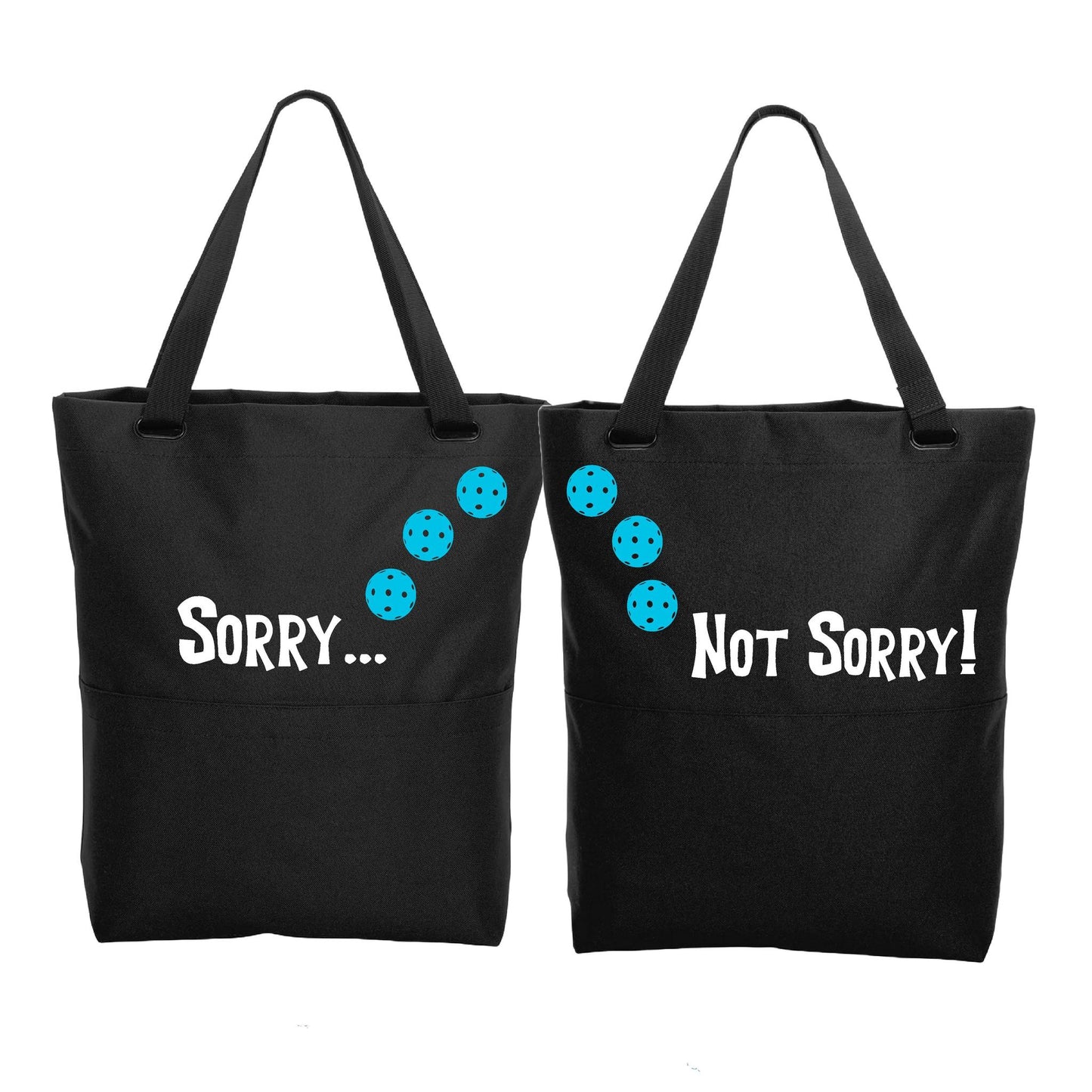Sorry Not Sorry With Pickleballs (Customizable) | Pickleball Sports Convertible Tote Bag | Medium Size Court Tote Bag