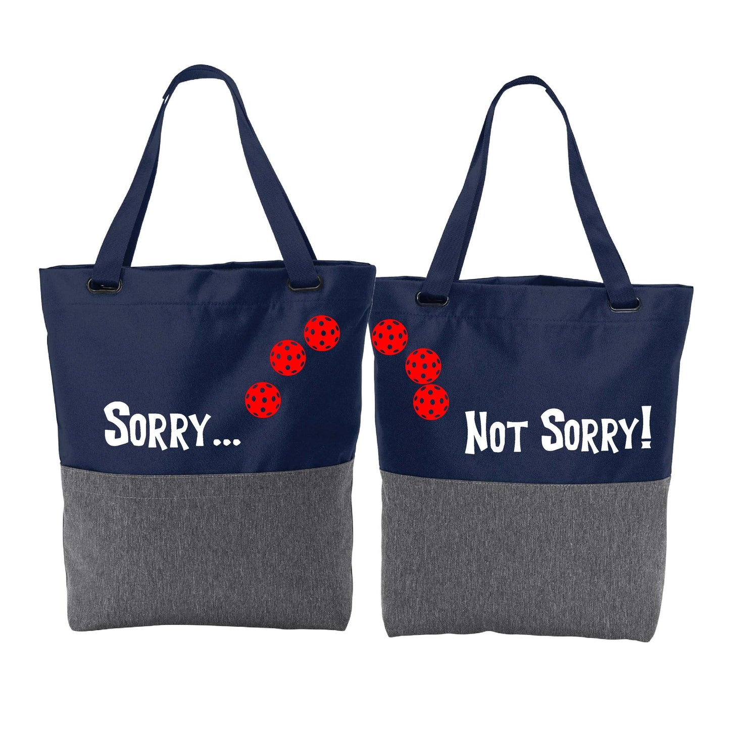 Sorry Not Sorry With Pickleballs (Customizable) | Pickleball Sports Convertible Tote Bag | Medium Size Court Tote Bag