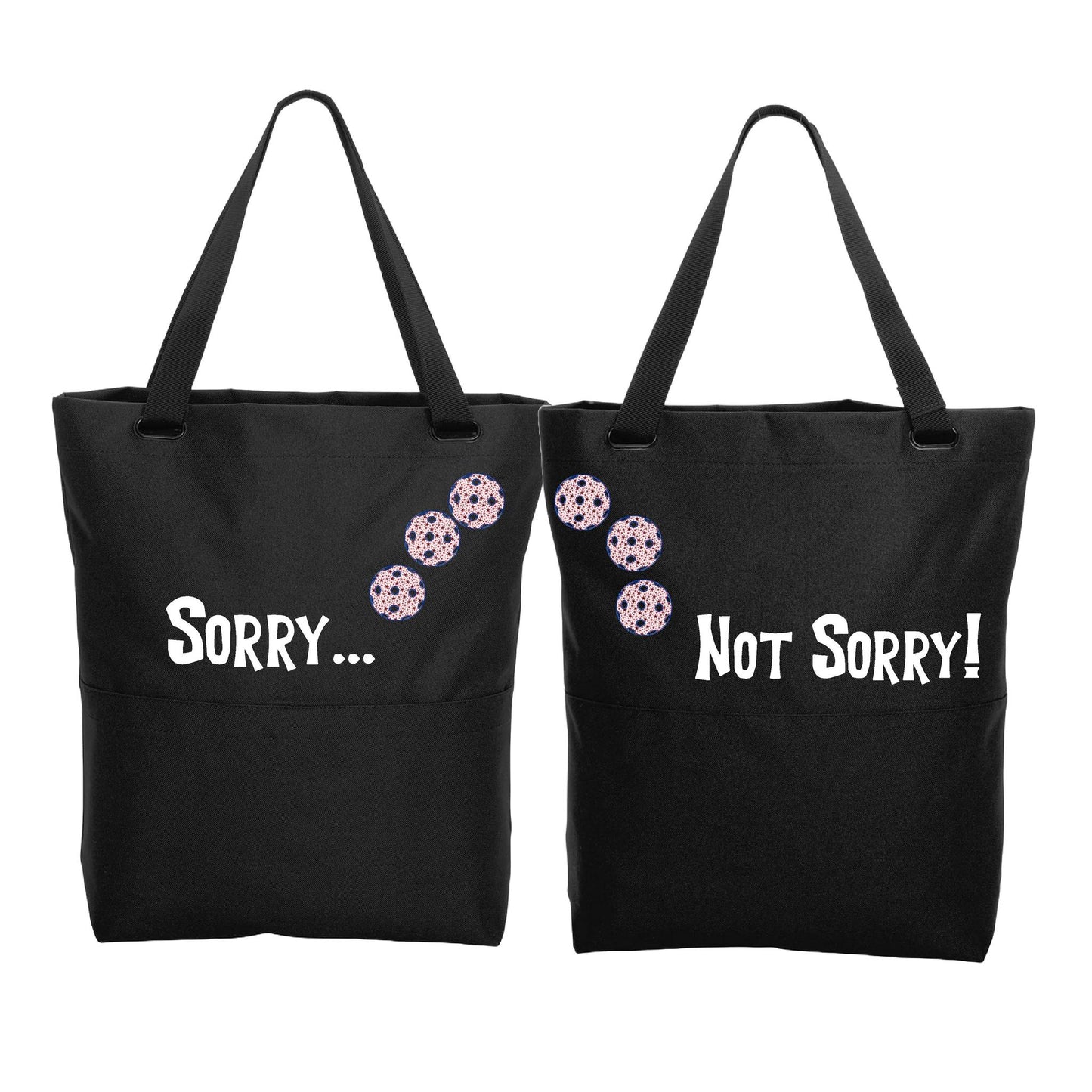 Sorry Not Sorry With Pickleballs (Customizable) | Pickleball Sports Convertible Tote Bag | Medium Size Court Tote Bag