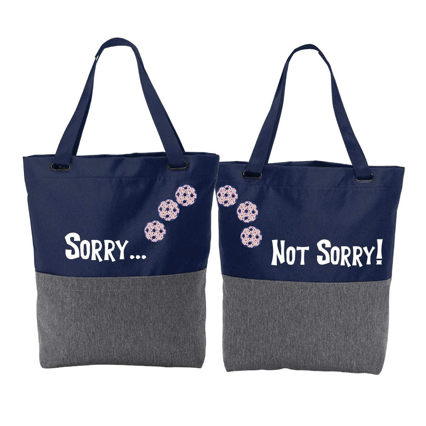 Sorry Not Sorry With Pickleballs (Customizable) | Pickleball Sports Convertible Tote Bag | Medium Size Court Tote Bag