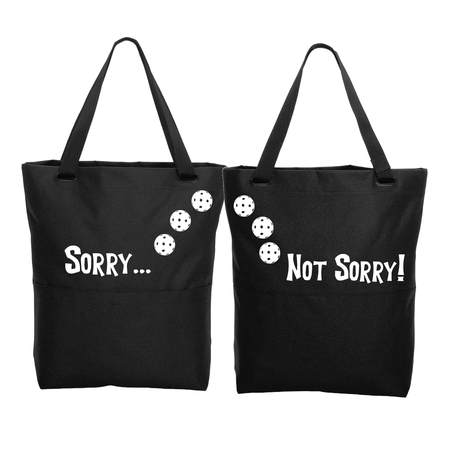 Sorry Not Sorry With Pickleballs (Customizable) | Pickleball Sports Convertible Tote Bag | Medium Size Court Tote Bag