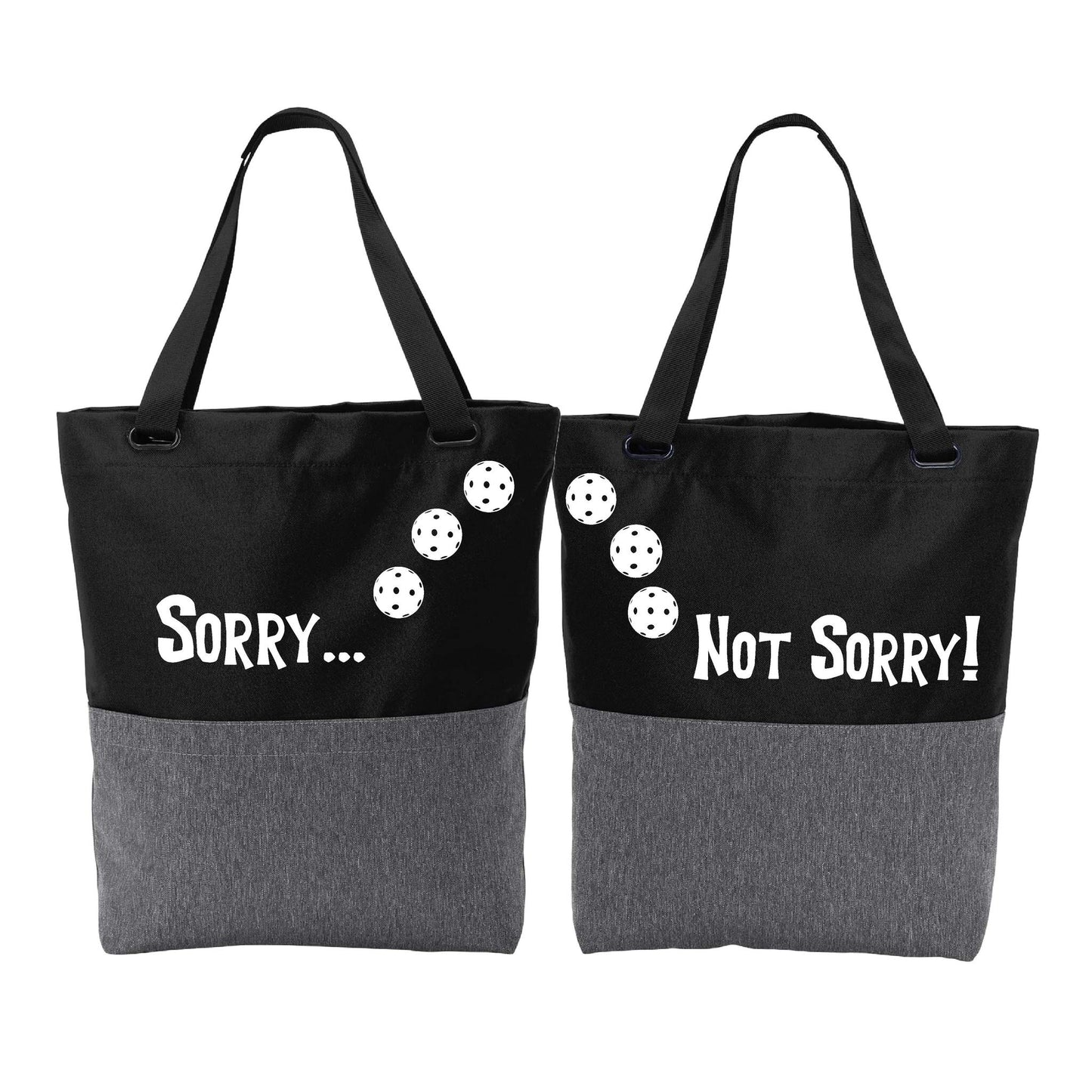 Sorry Not Sorry With Pickleballs (Customizable) | Pickleball Sports Convertible Tote Bag | Medium Size Court Tote Bag