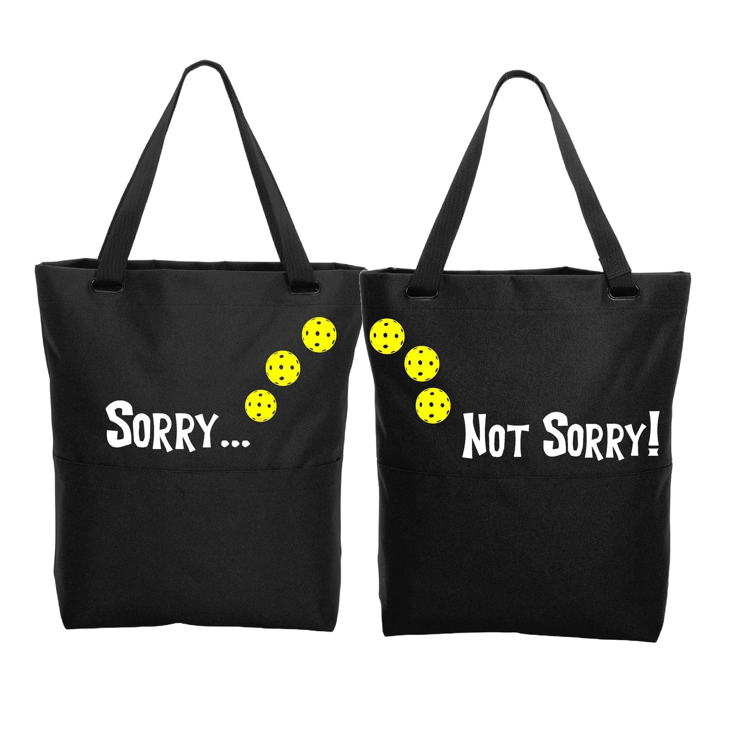 Sorry Not Sorry With Pickleballs (Customizable) | Pickleball Sports Convertible Tote Bag | Medium Size Court Tote Bag