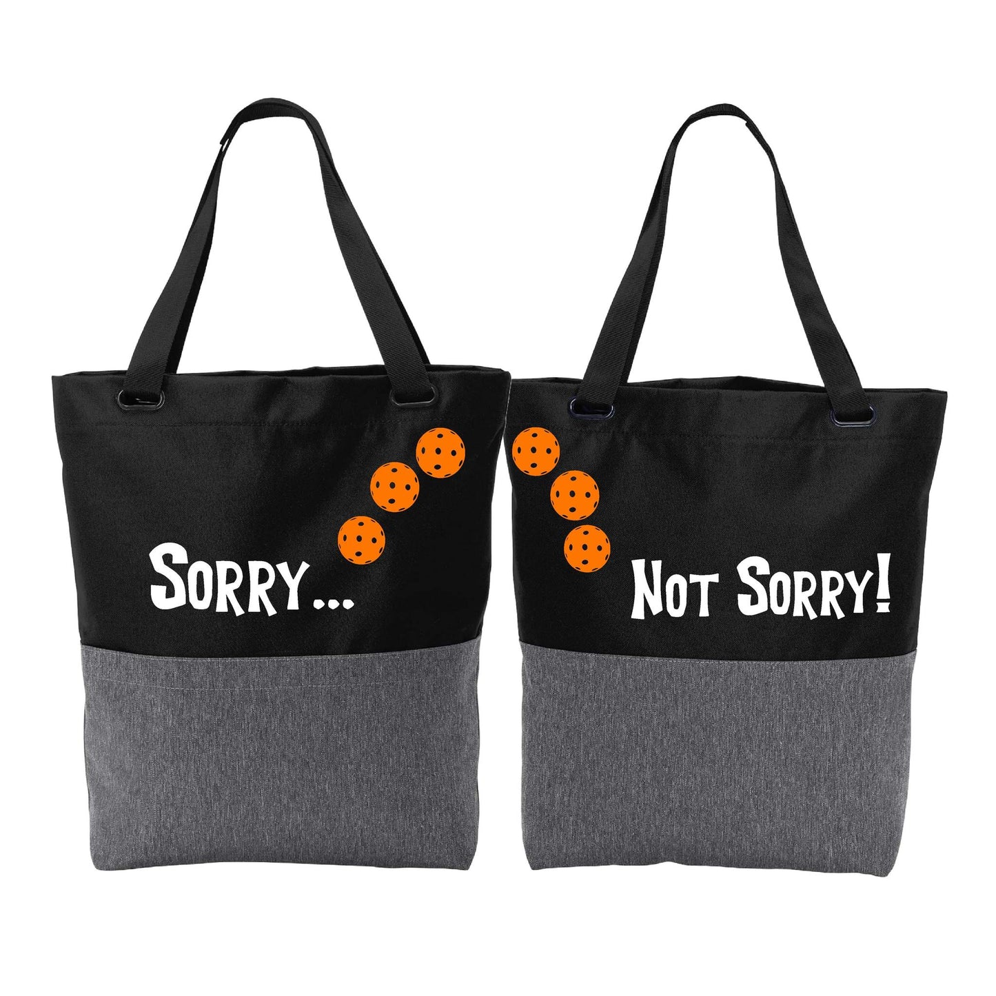Sorry Not Sorry With Pickleballs (Customizable) | Pickleball Sports Convertible Tote Bag | Medium Size Court Tote Bag