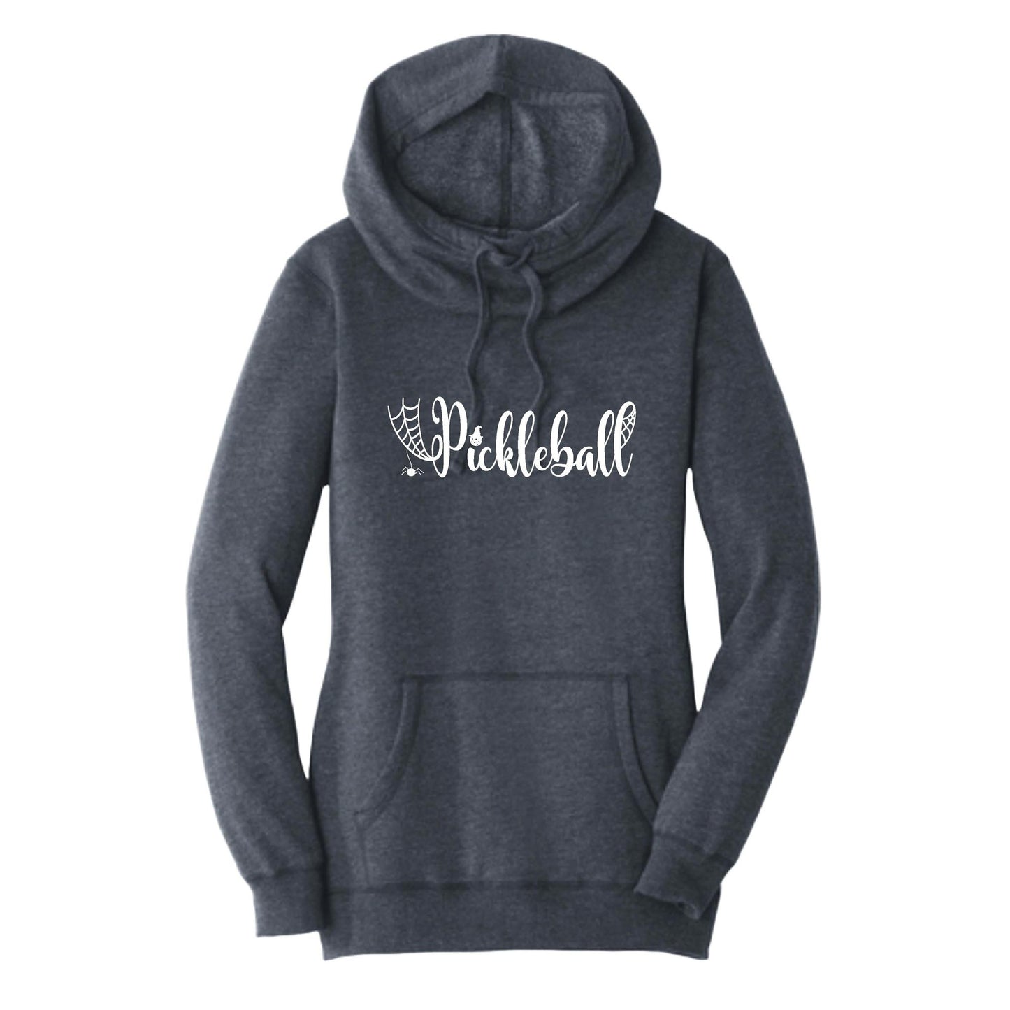 Spider Pickleball | Women’s Cowl-Neck Hoodie Pickleball Sweatshirt | 55% Cotton 45% Poly Fleece