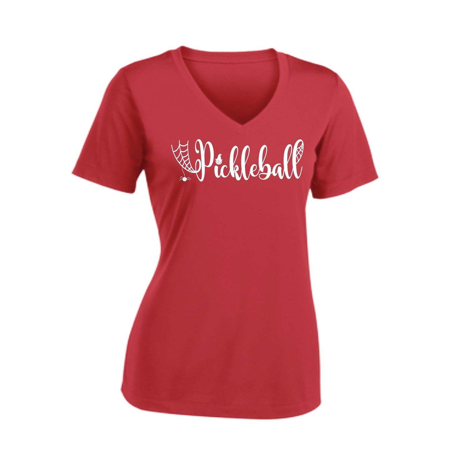 Spider Pickleball | Women's Short Sleeve V-Neck Pickleball Performance T-Shirts | 100% Polyester