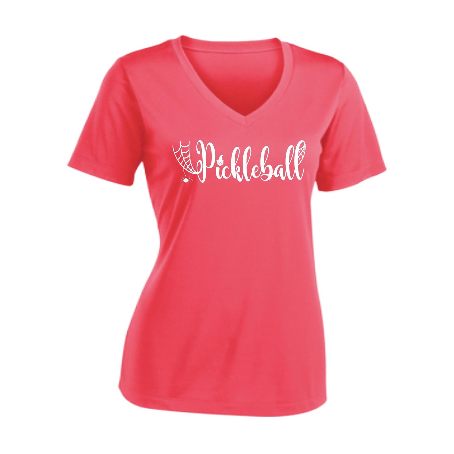 Spider Pickleball | Women's Short Sleeve V-Neck Pickleball Performance T-Shirts | 100% Polyester