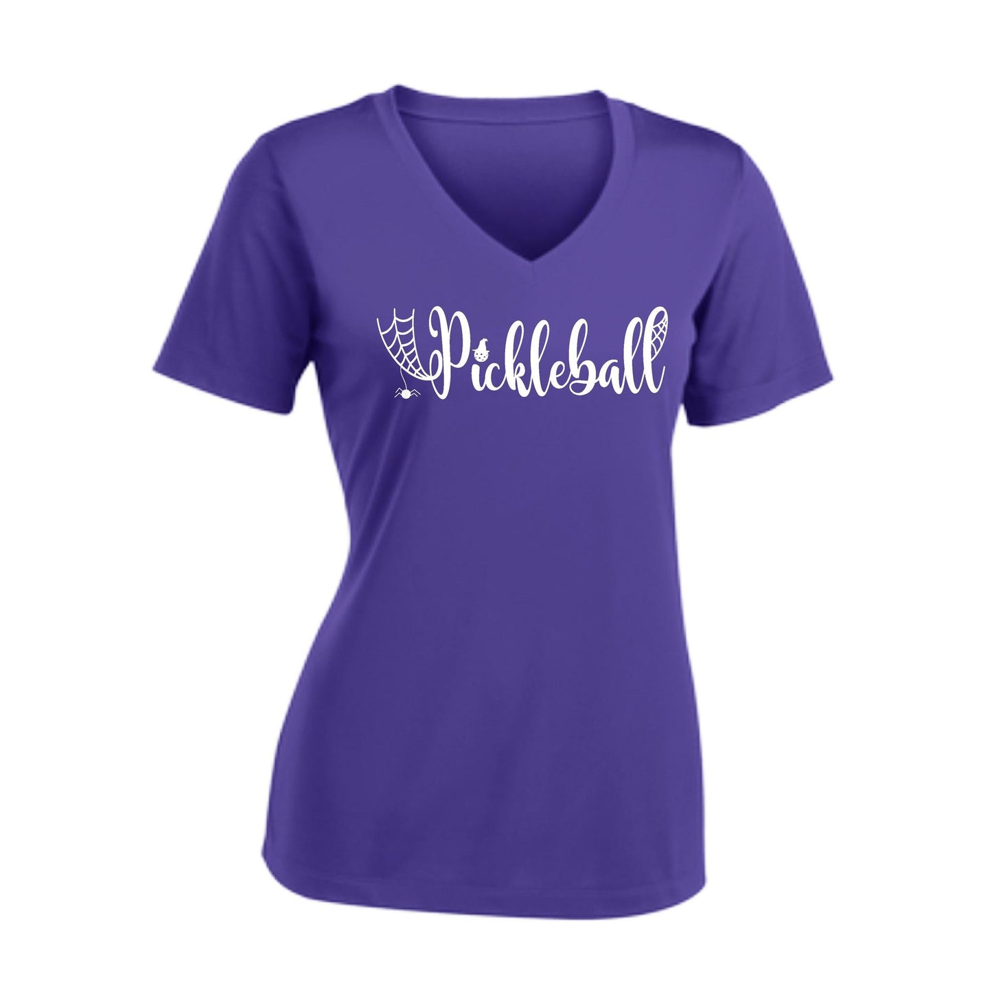 Spider Pickleball | Women's Short Sleeve V-Neck Pickleball Performance T-Shirts | 100% Polyester