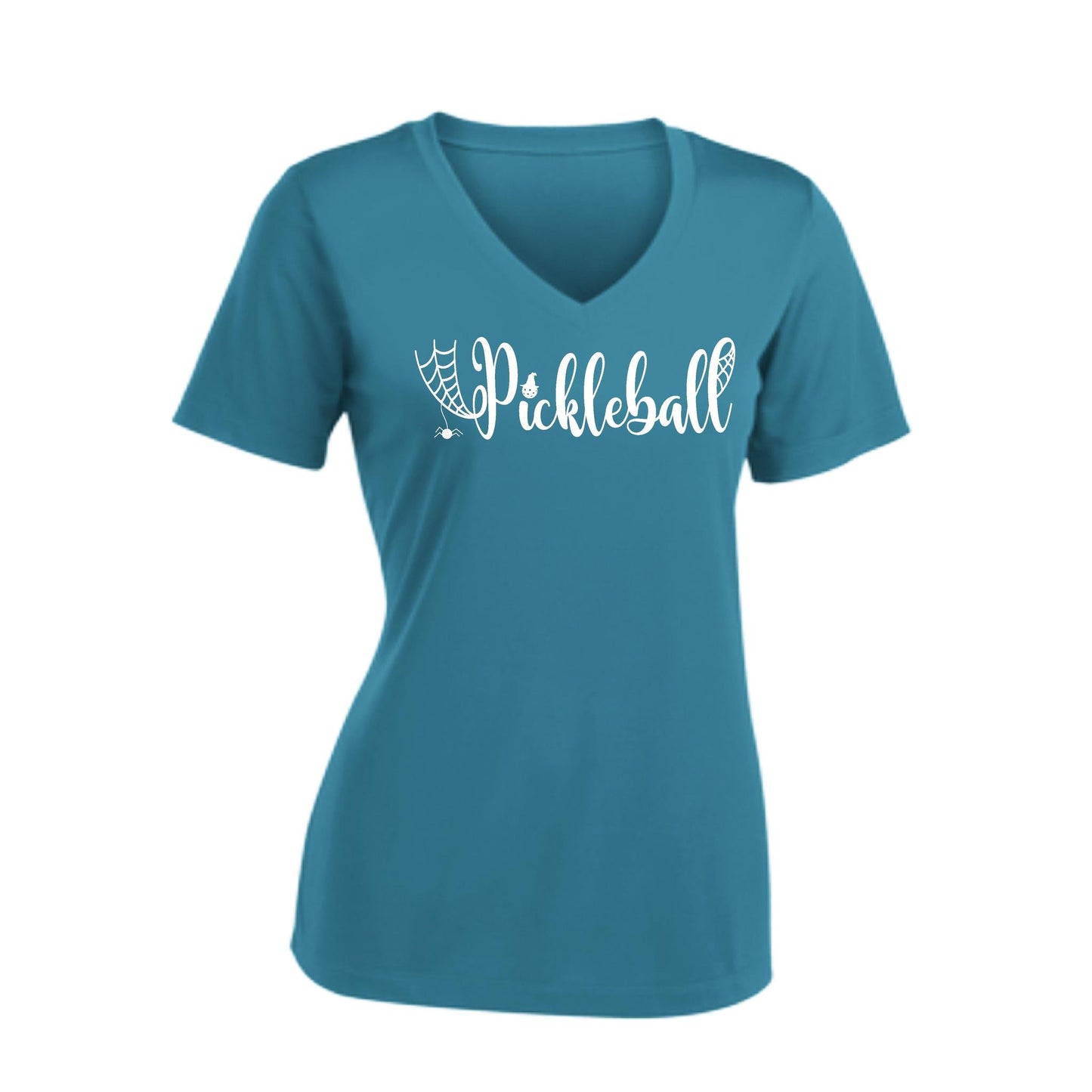 Spider Pickleball | Women's Short Sleeve V-Neck Pickleball Performance T-Shirts | 100% Polyester