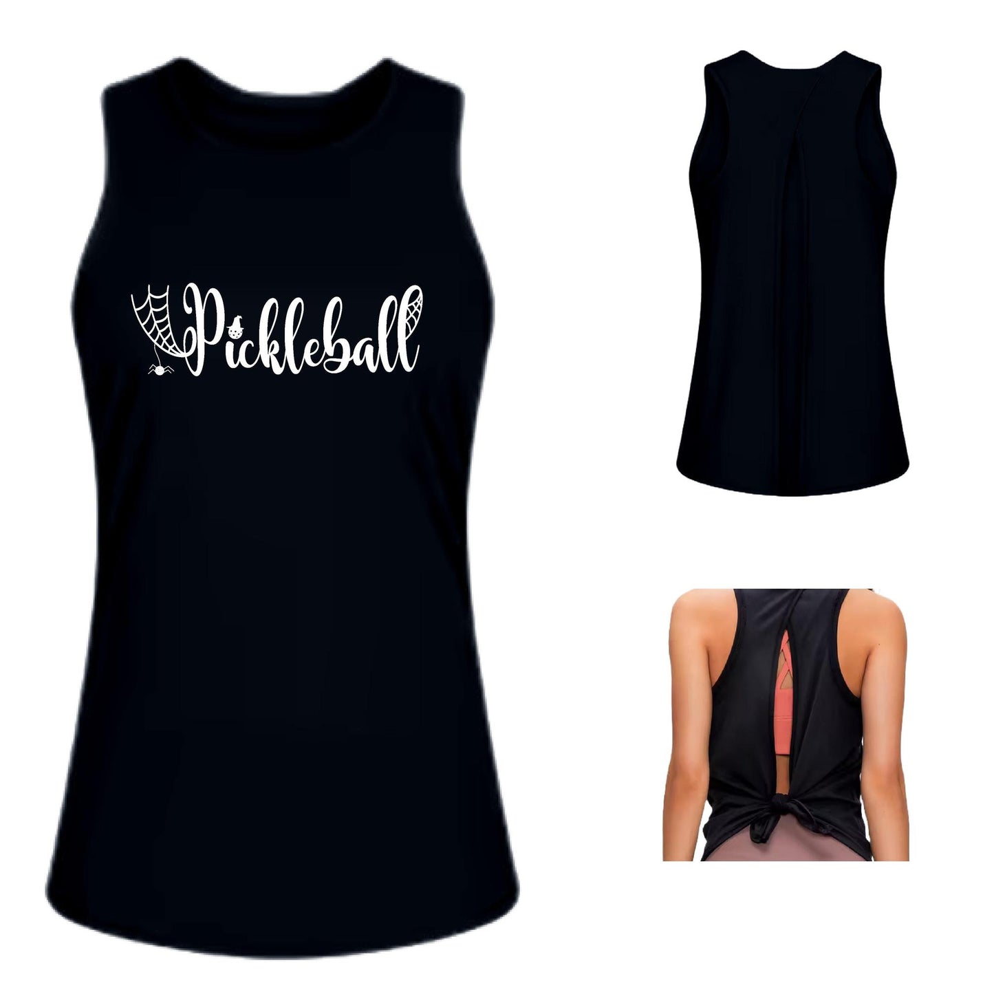 Spider Pickleball | Women's Split Back or Tied Back Pickleball Performance Tank | 80/20 Nylon Spandex Mix