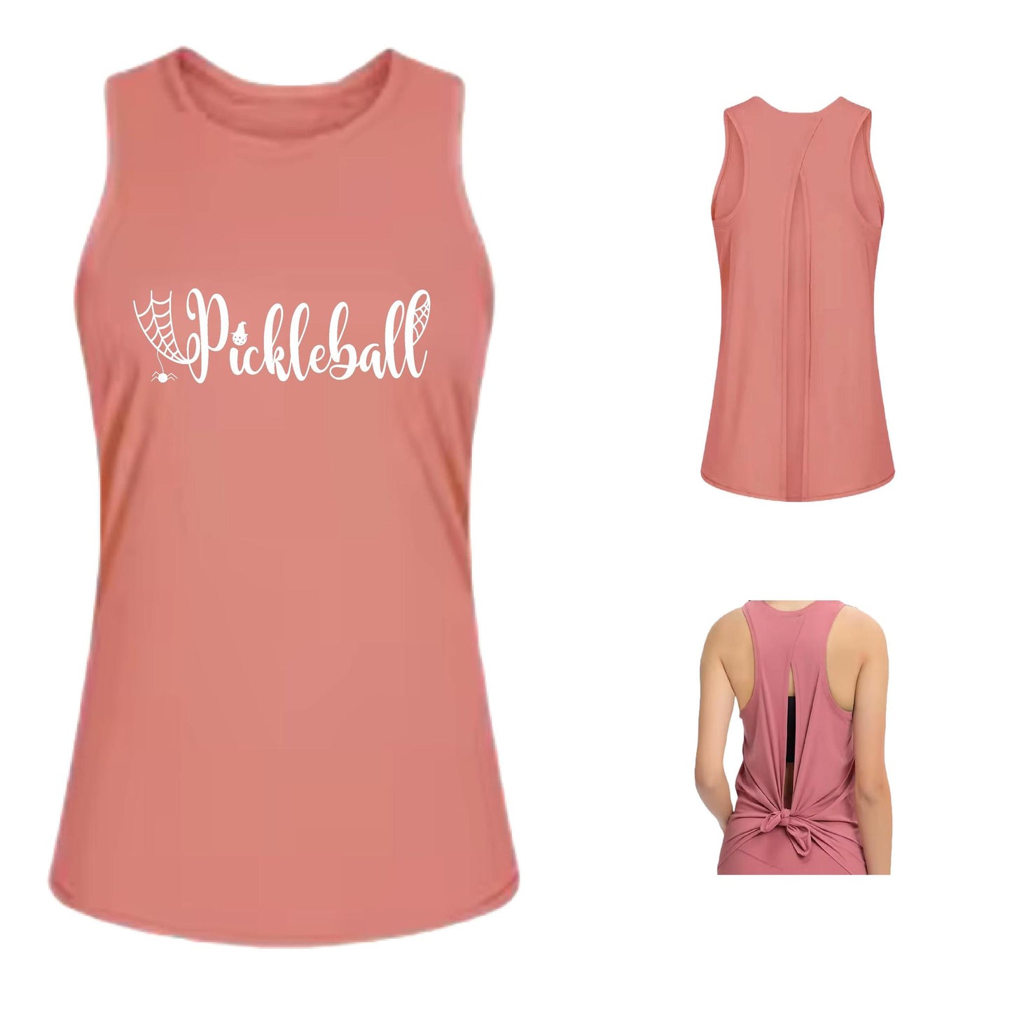Spider Pickleball | Women's Split Back or Tied Back Pickleball Performance Tank | 80/20 Nylon Spandex Mix