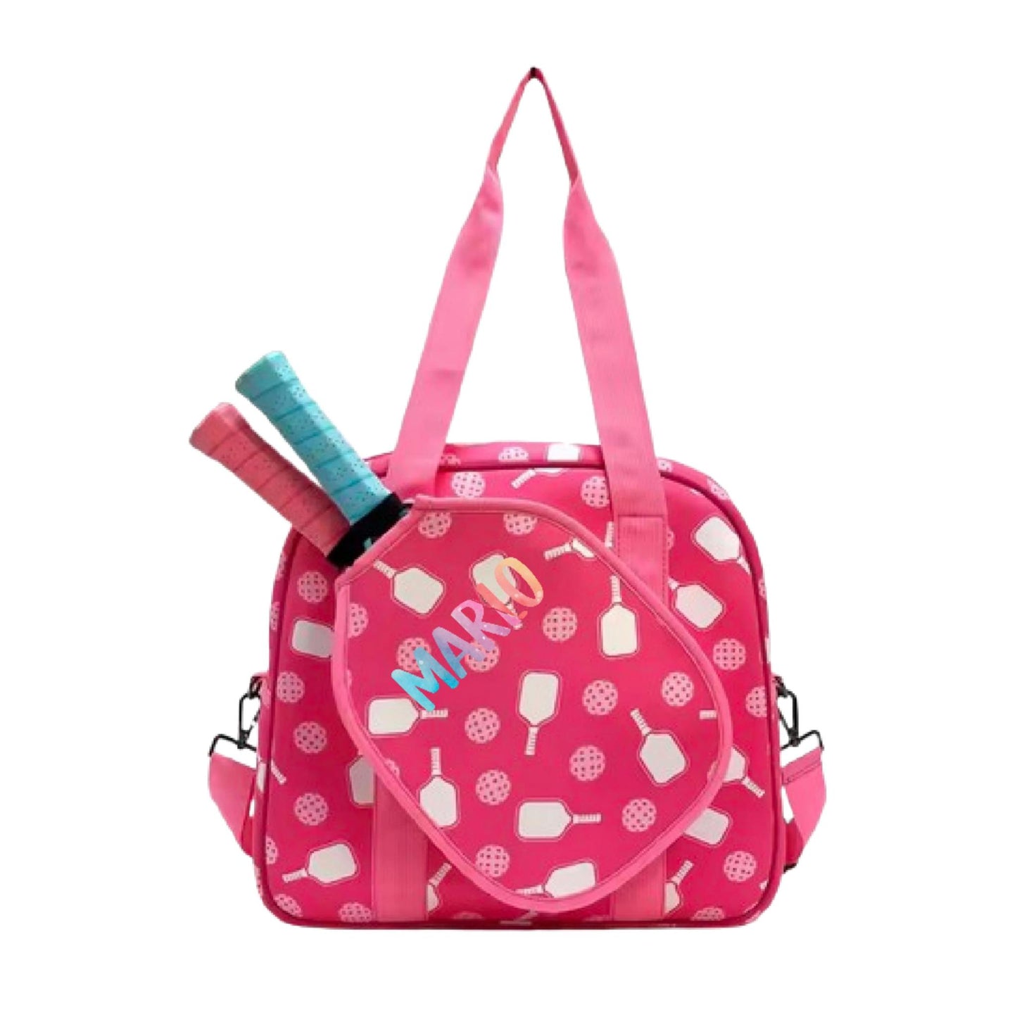 "Sugar Rush" Pink and Yellow Pickleball Bag (Free Customization) | Pickleball Sports Bag | Medium Size Court Bag