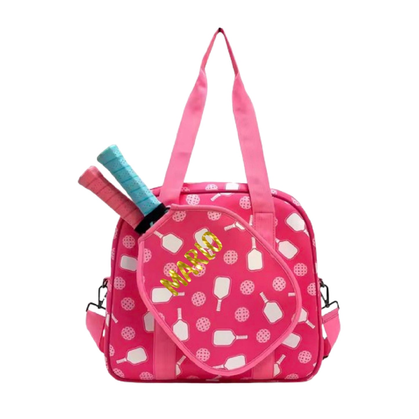 "Sugar Rush" Pink and Yellow Pickleball Bag (Free Customization) | Pickleball Sports Bag | Medium Size Court Bag