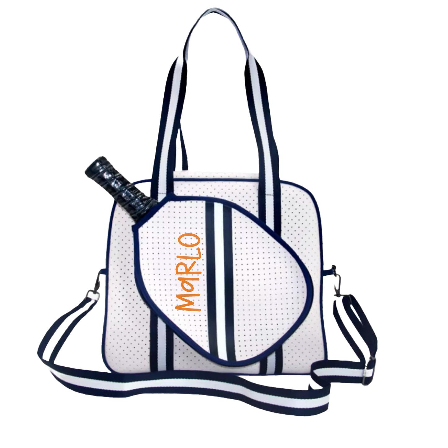 "Trendy" White and Blue Pickleball Bag (Free Customization) | Pickleball Sports Bag | Medium Size Court Bag