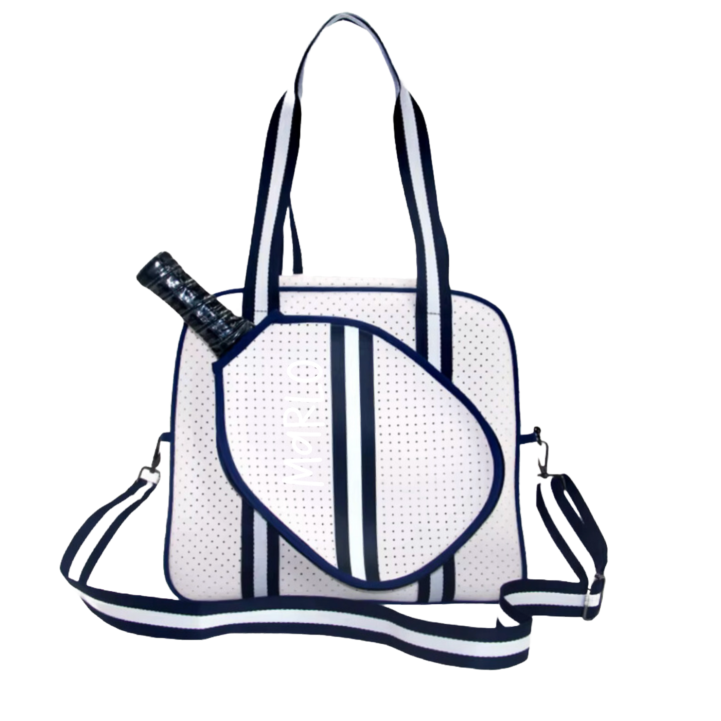 "Trendy" White and Blue Pickleball Bag (Free Customization) | Pickleball Sports Bag | Medium Size Court Bag