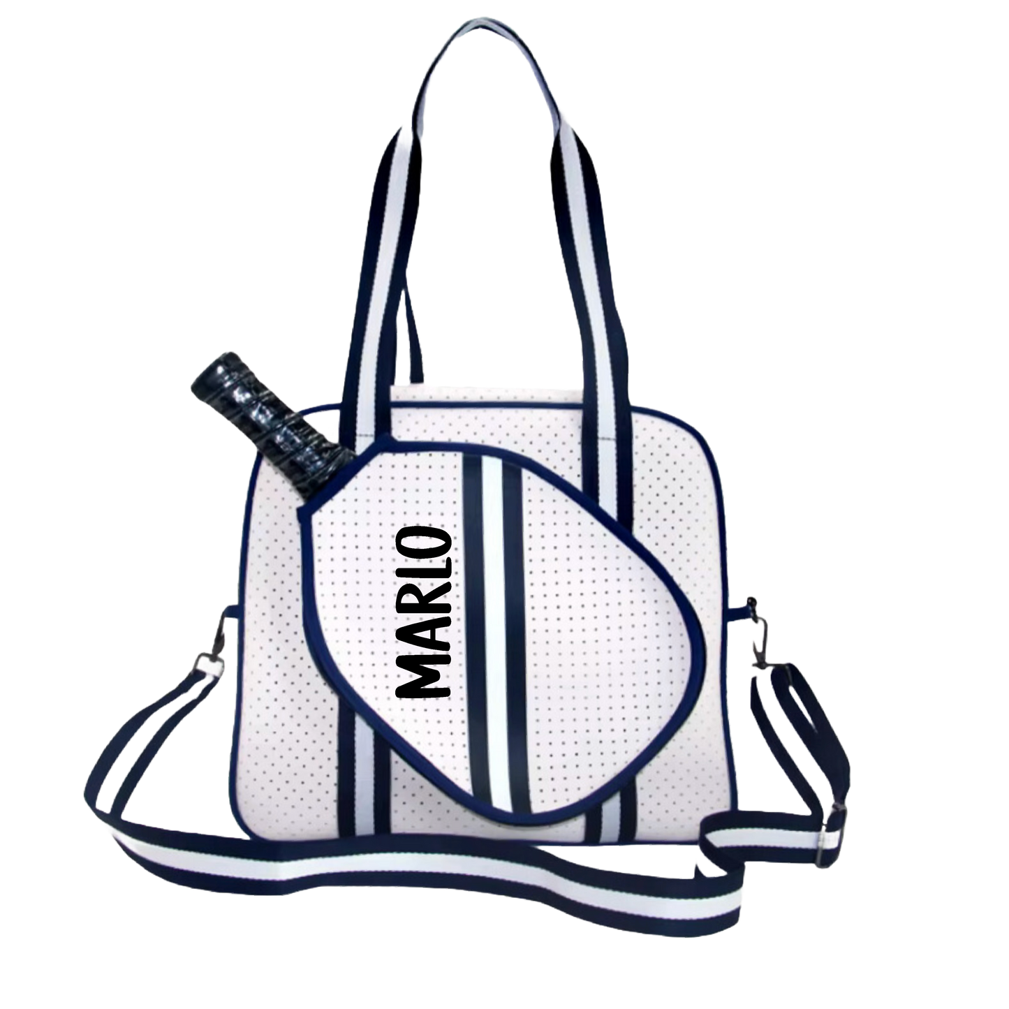 "Trendy" White and Blue Pickleball Bag (Free Customization) | Pickleball Sports Bag | Medium Size Court Bag