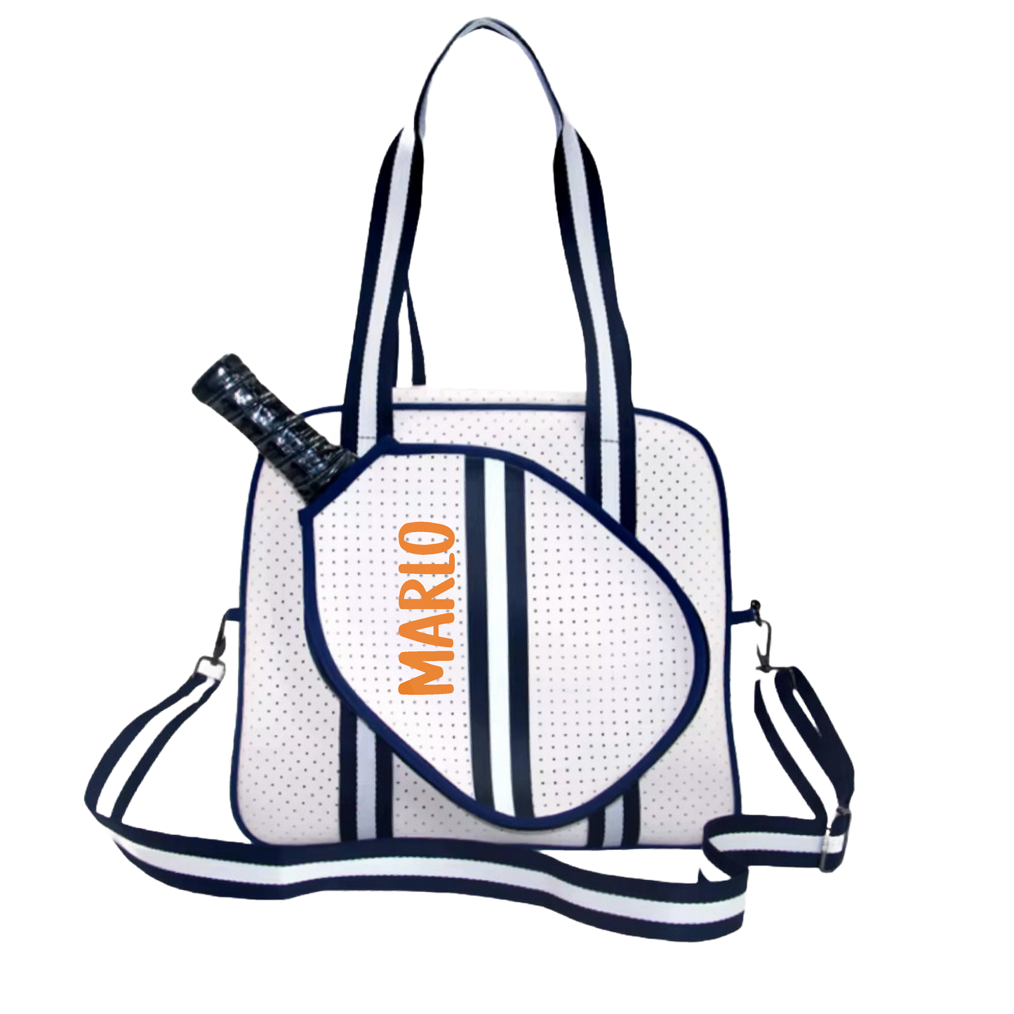 "Trendy" White and Blue Pickleball Bag (Free Customization) | Pickleball Sports Bag | Medium Size Court Bag