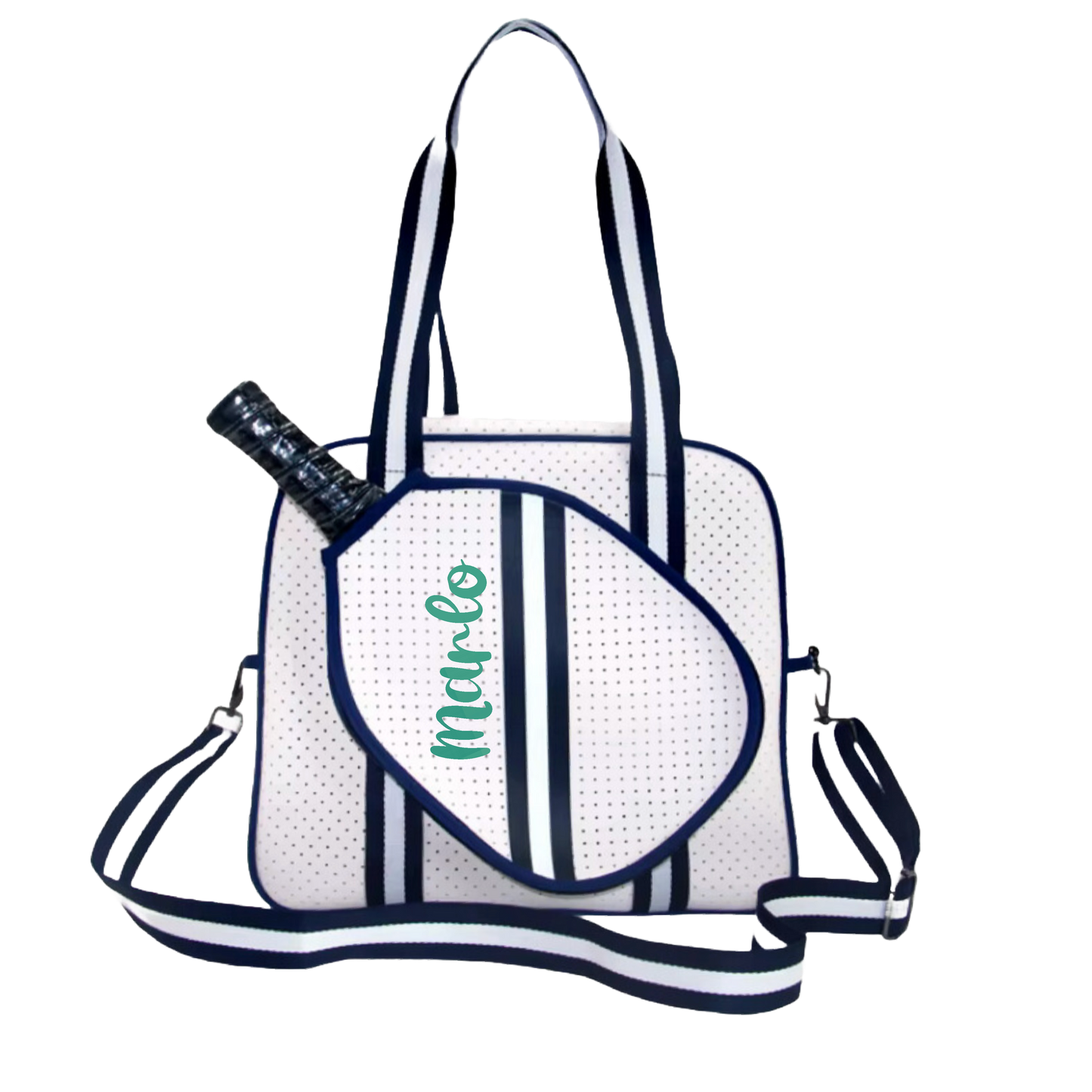 "Trendy" White and Blue Pickleball Bag (Free Customization) | Pickleball Sports Bag | Medium Size Court Bag
