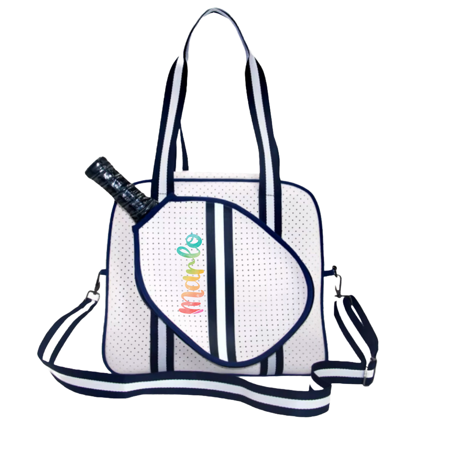 "Trendy" White and Blue Pickleball Bag (Free Customization) | Pickleball Sports Bag | Medium Size Court Bag