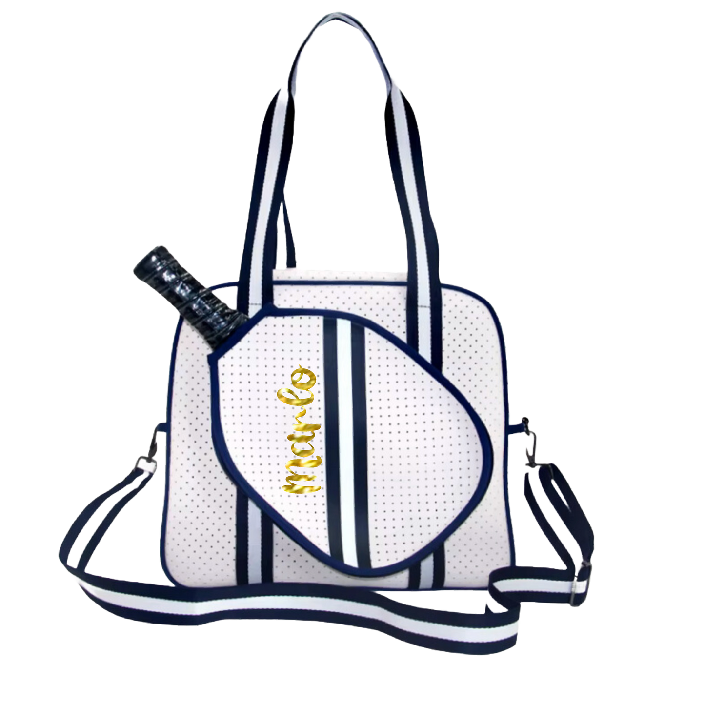 "Trendy" White and Blue Pickleball Bag (Free Customization) | Pickleball Sports Bag | Medium Size Court Bag