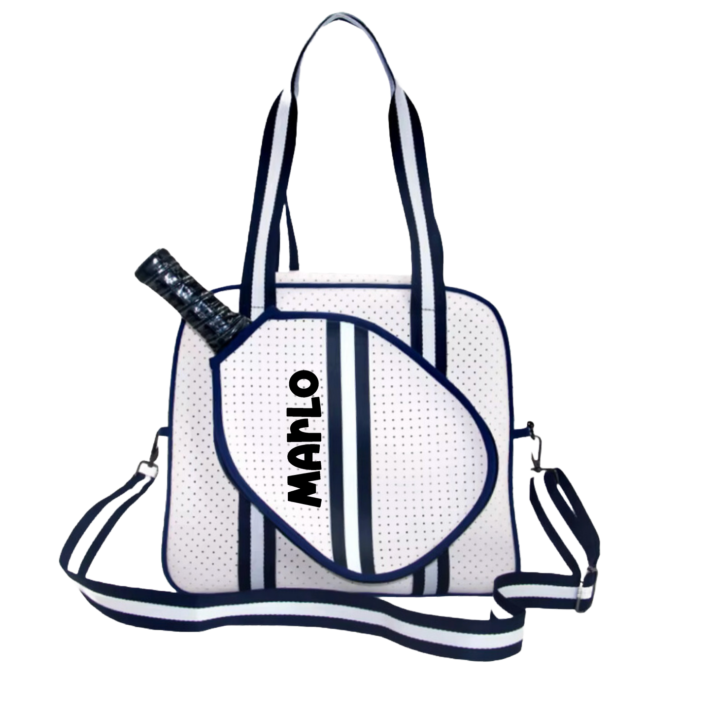 "Trendy" White and Blue Pickleball Bag (Free Customization) | Pickleball Sports Bag | Medium Size Court Bag