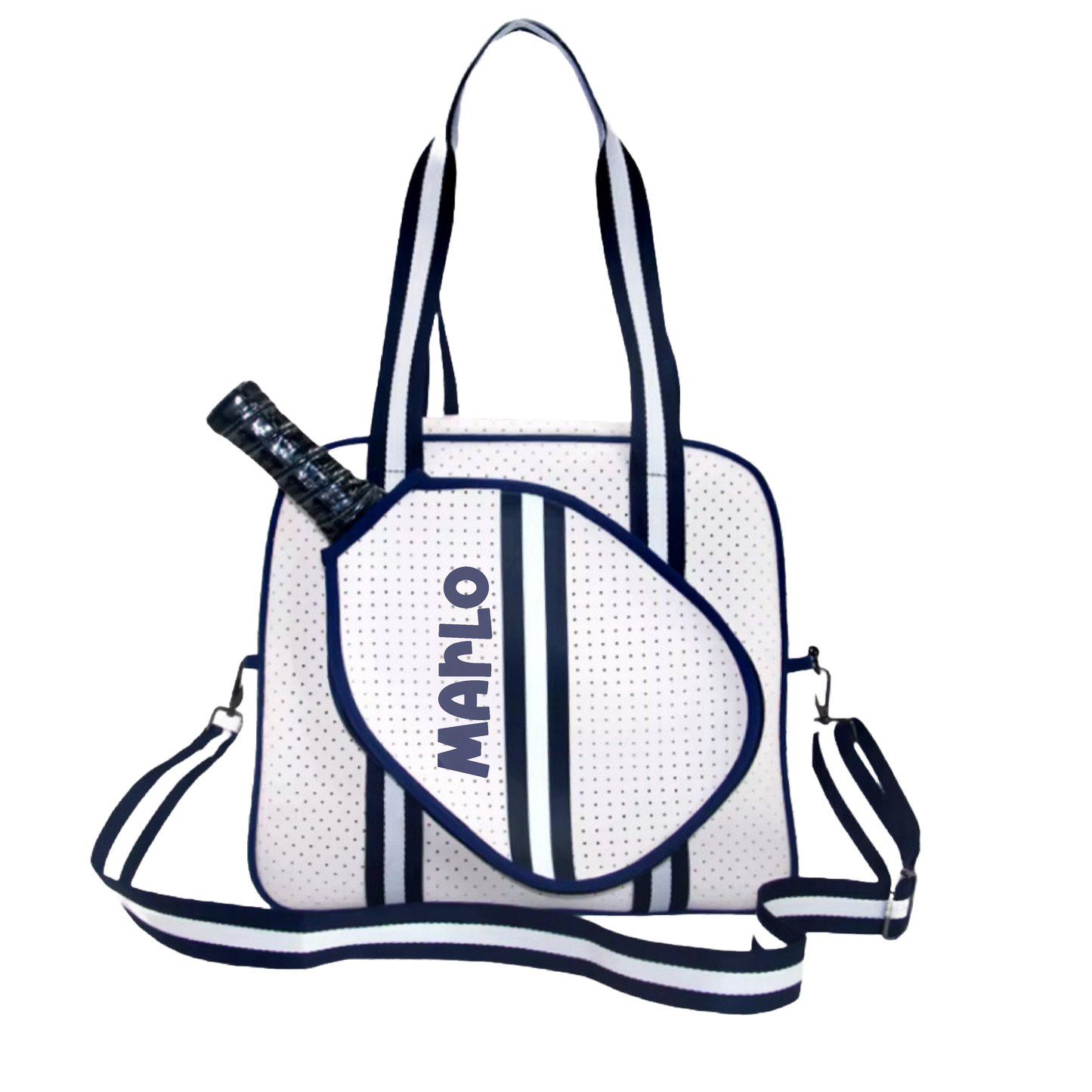 "Trendy" White and Blue Pickleball Bag (Free Customization) | Pickleball Sports Bag | Medium Size Court Bag