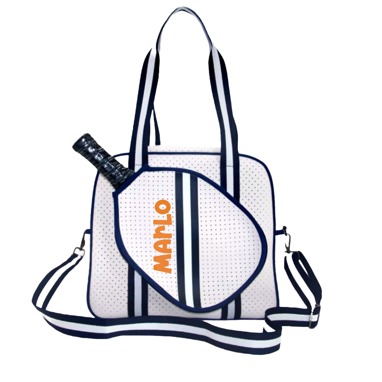 "Trendy" White and Blue Pickleball Bag (Free Customization) | Pickleball Sports Bag | Medium Size Court Bag