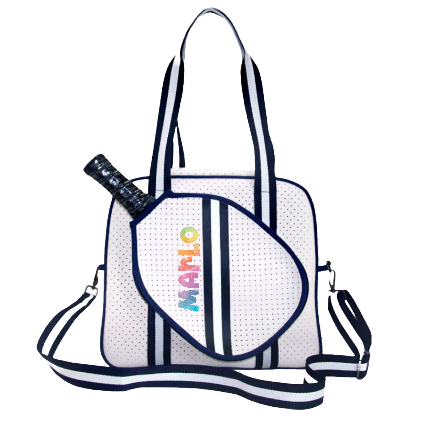 "Trendy" White and Blue Pickleball Bag (Free Customization) | Pickleball Sports Bag | Medium Size Court Bag
