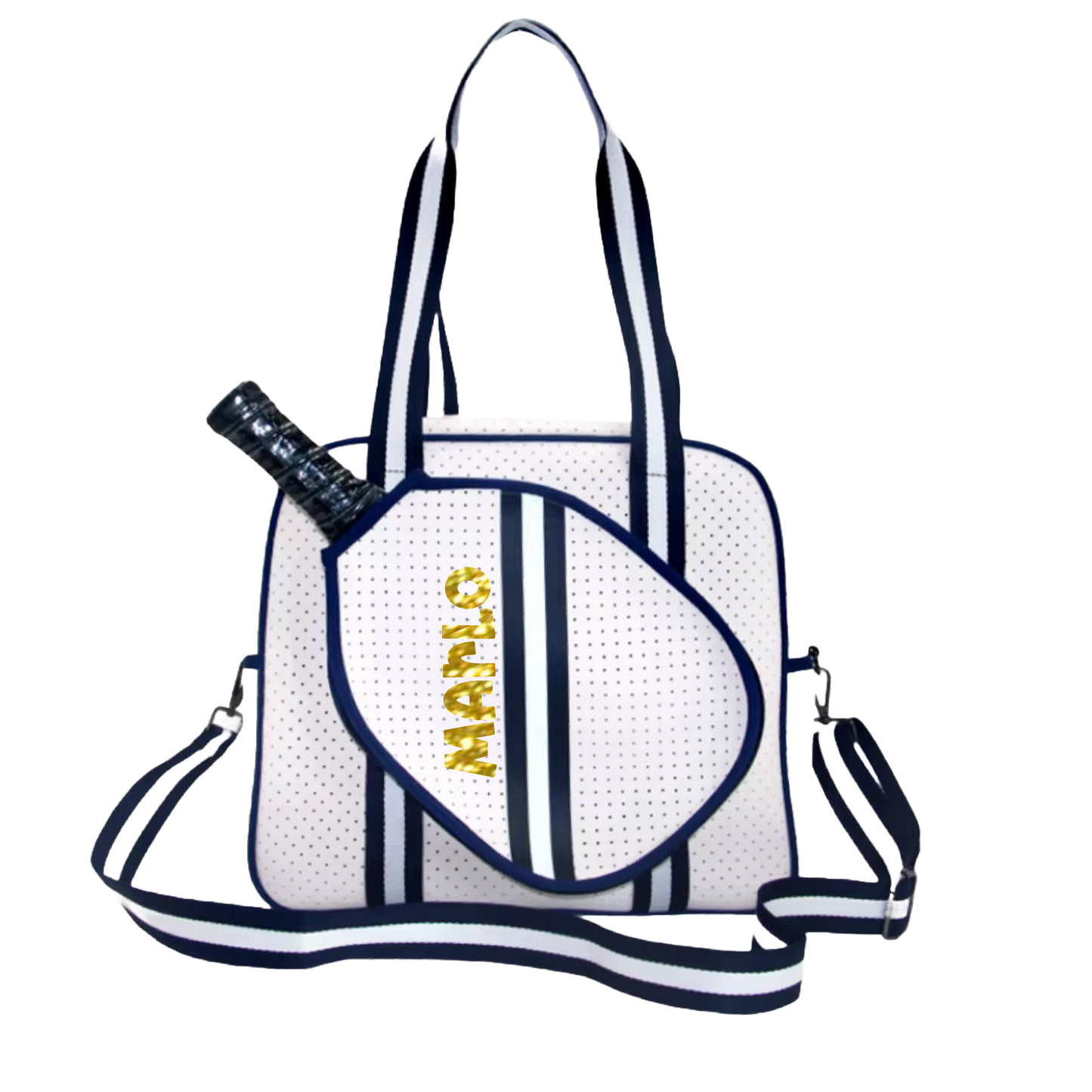 "Trendy" White and Blue Pickleball Bag (Free Customization) | Pickleball Sports Bag | Medium Size Court Bag