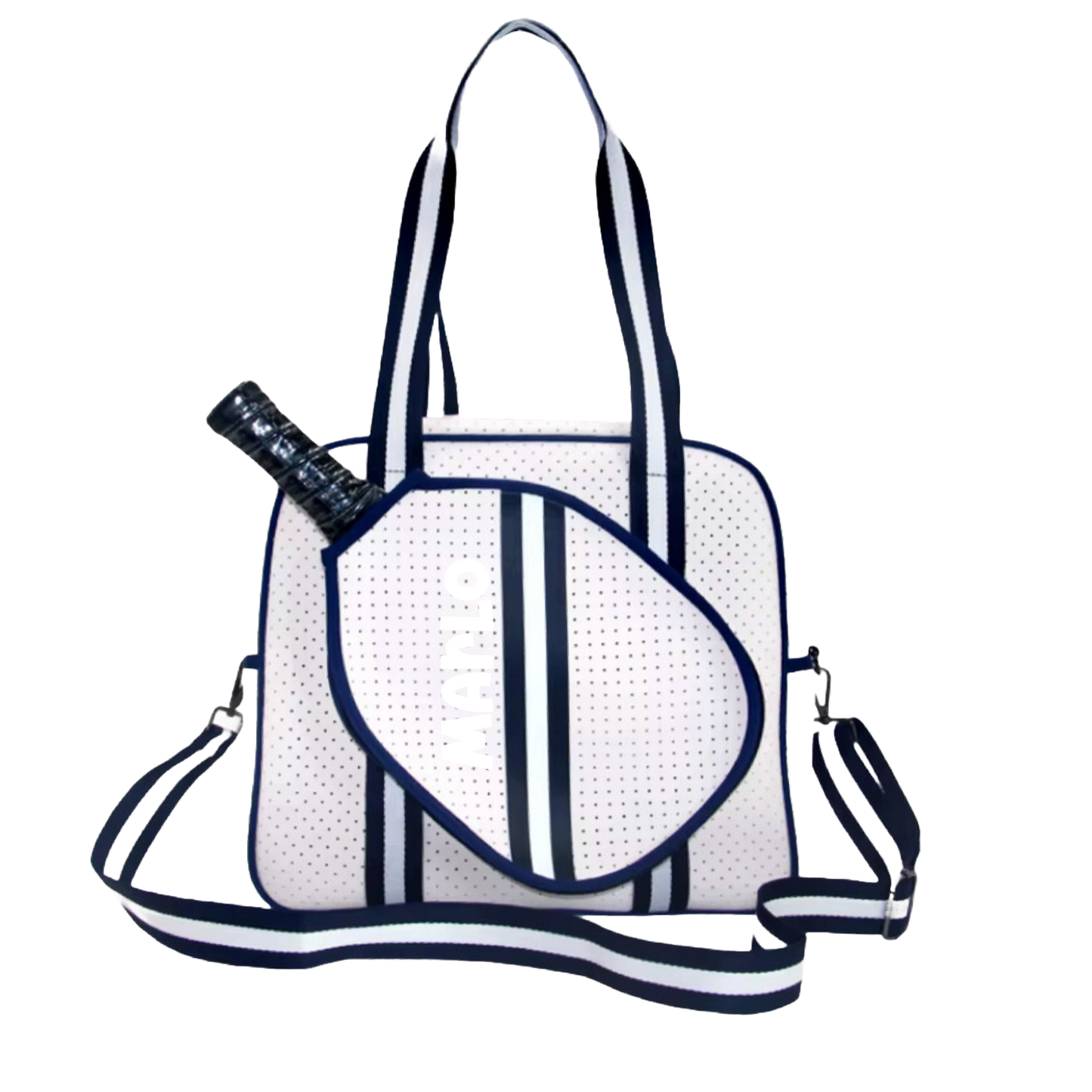 "Trendy" White and Blue Pickleball Bag (Free Customization) | Pickleball Sports Bag | Medium Size Court Bag