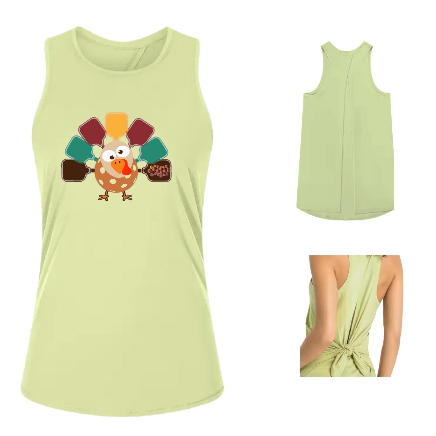 Turkey Pickleball | Women's Split Back or Tied Back Pickleball Performance Tank | 80/20 Nylon Spandex Mix