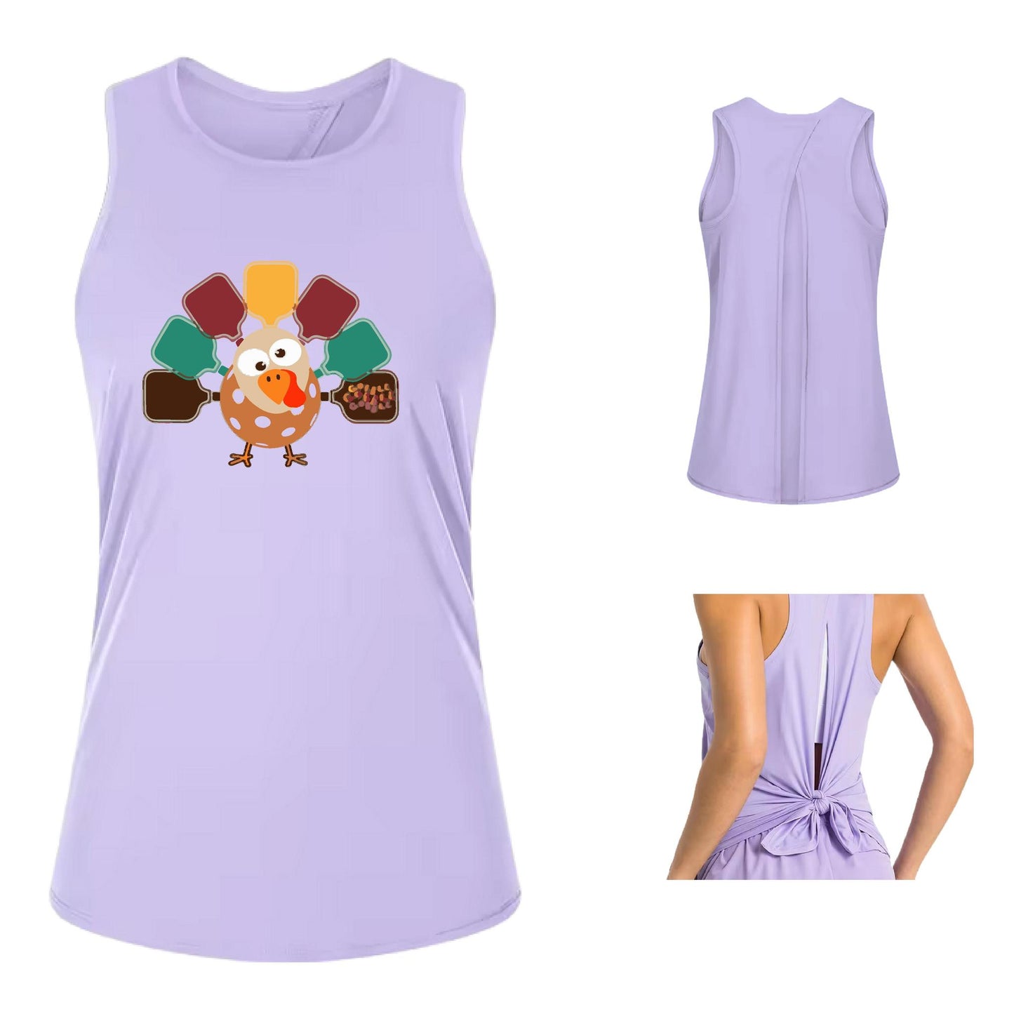 Turkey Pickleball | Women's Split Back or Tied Back Pickleball Performance Tank | 80/20 Nylon Spandex Mix