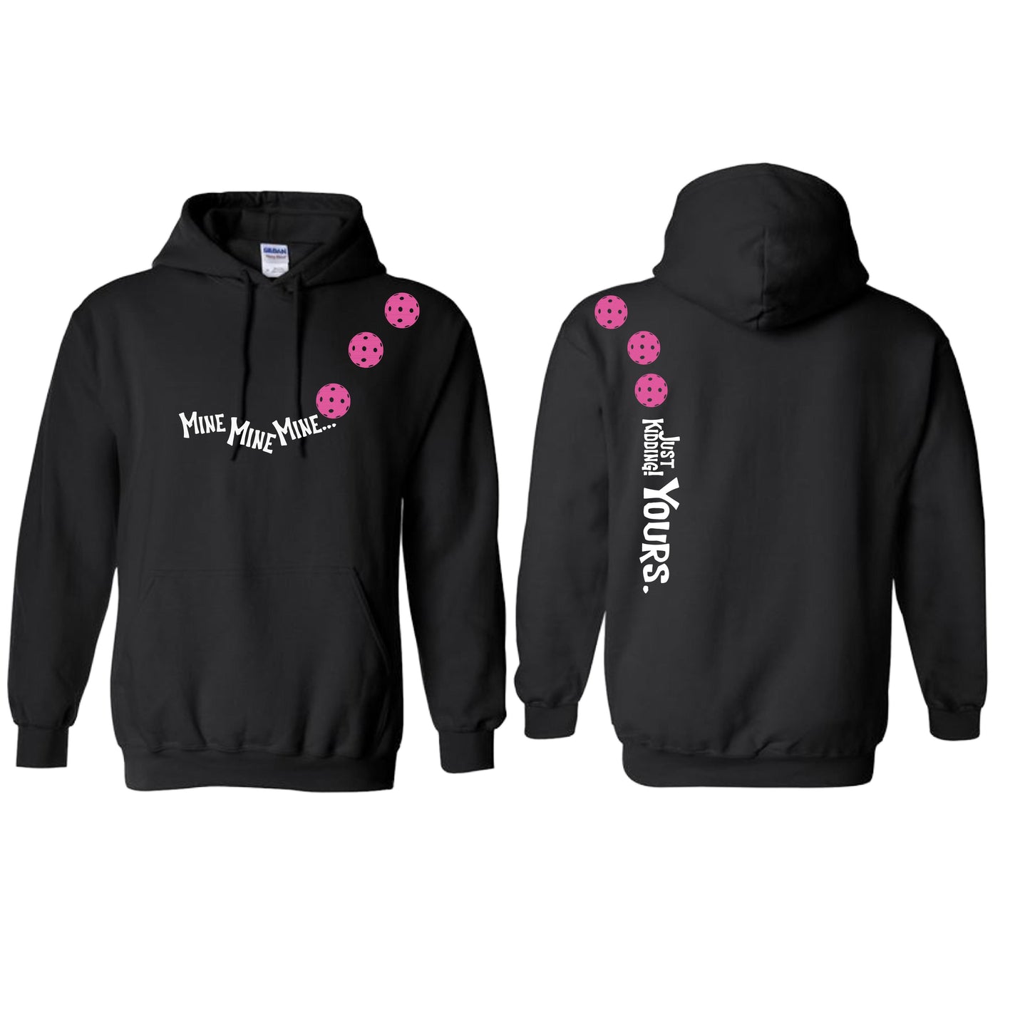 Mine JK Yours (Pickleballs Pink Purple Rainbow) | Unisex Hoodie Athletic Sweatshirt | 50% Cotton/50% Polyester