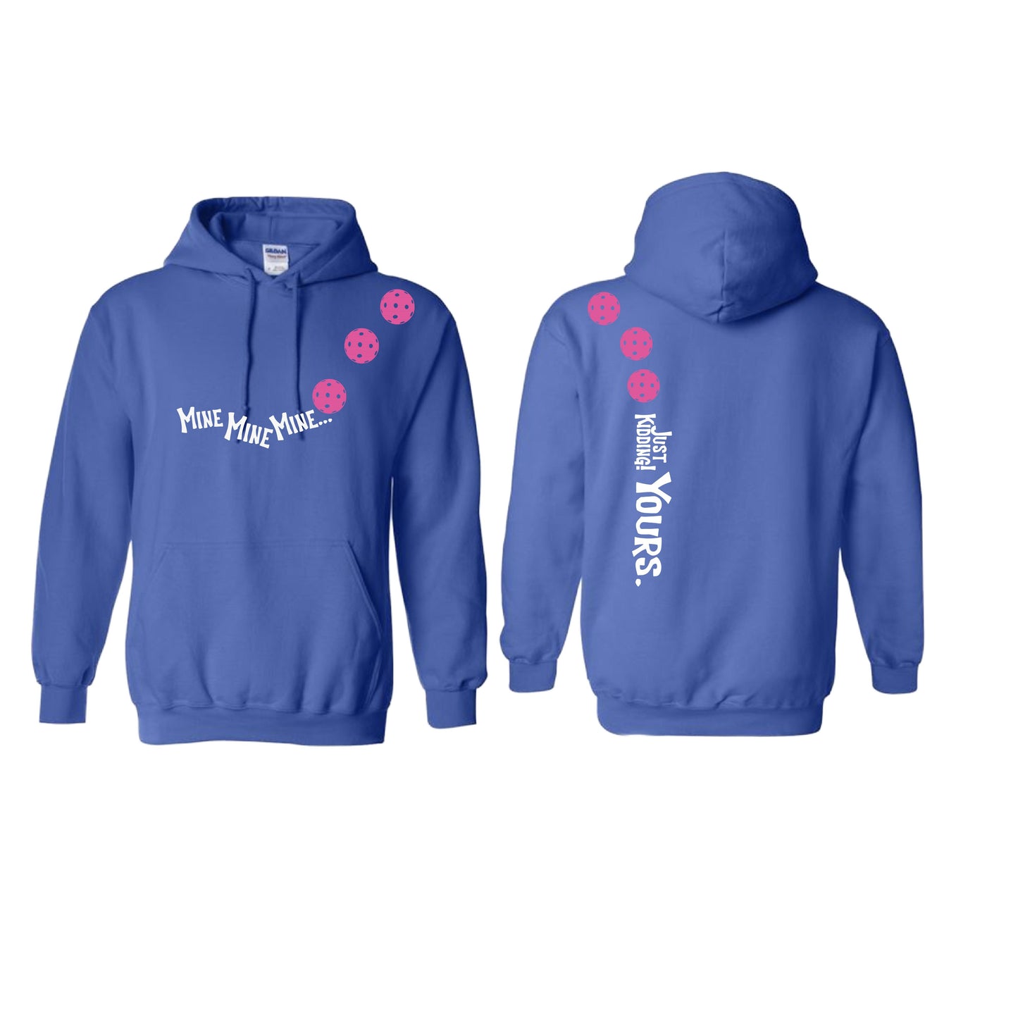 Mine JK Yours (Pickleballs Pink Purple Rainbow) | Unisex Hoodie Athletic Sweatshirt | 50% Cotton/50% Polyester