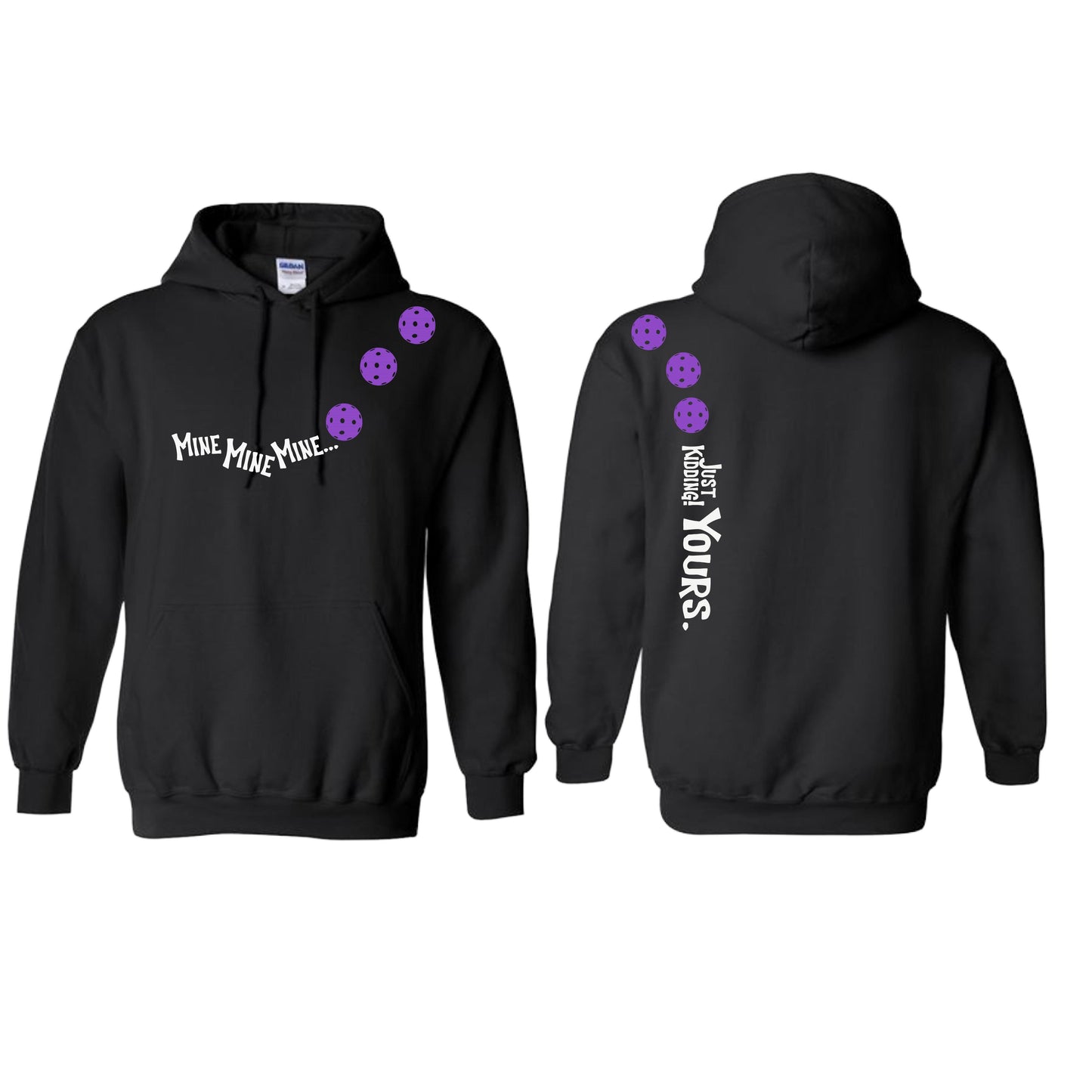Mine JK Yours (Pickleballs Pink Purple Rainbow) | Unisex Hoodie Athletic Sweatshirt | 50% Cotton/50% Polyester