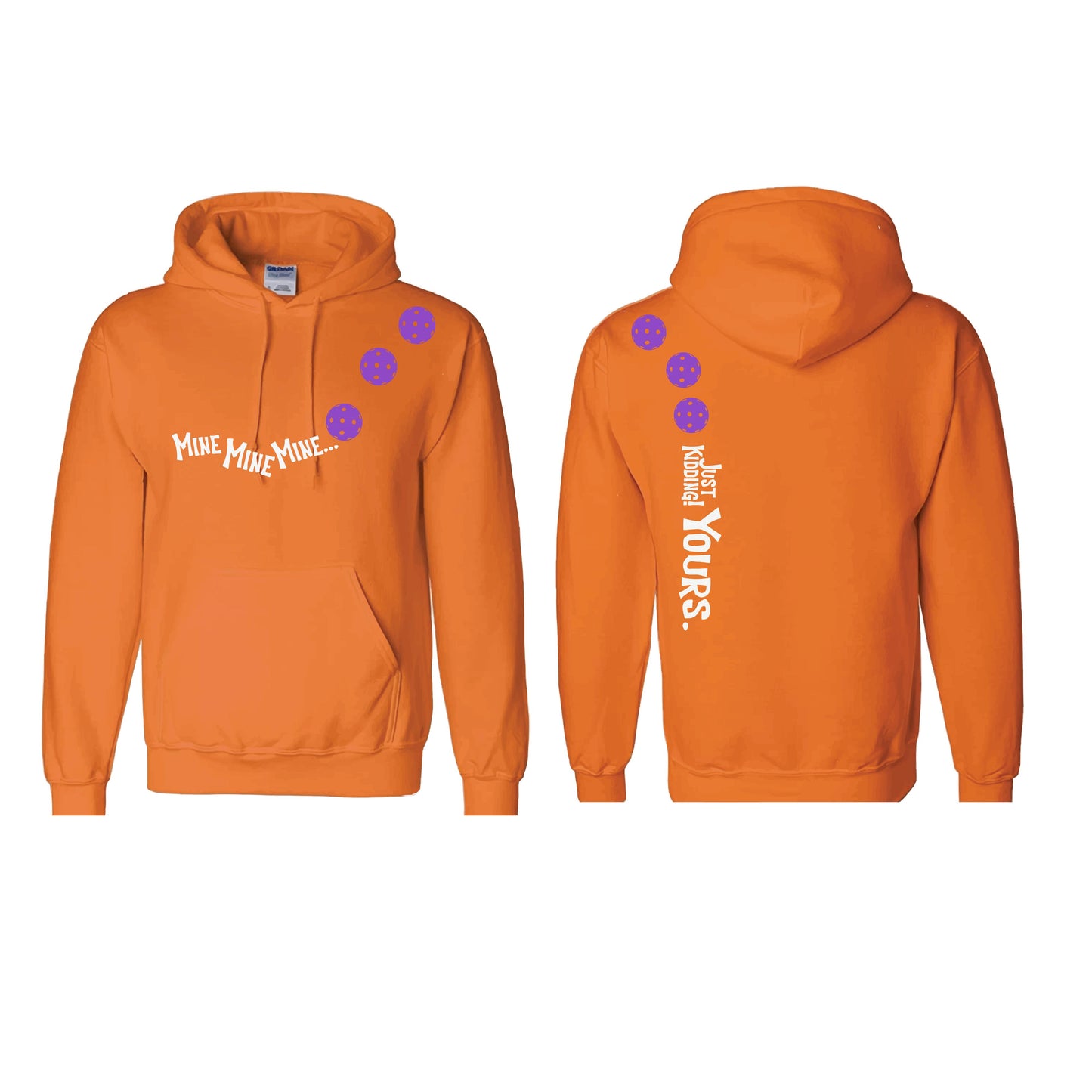 Mine JK Yours (Pickleballs Pink Purple Rainbow) | Unisex Hoodie Athletic Sweatshirt | 50% Cotton/50% Polyester