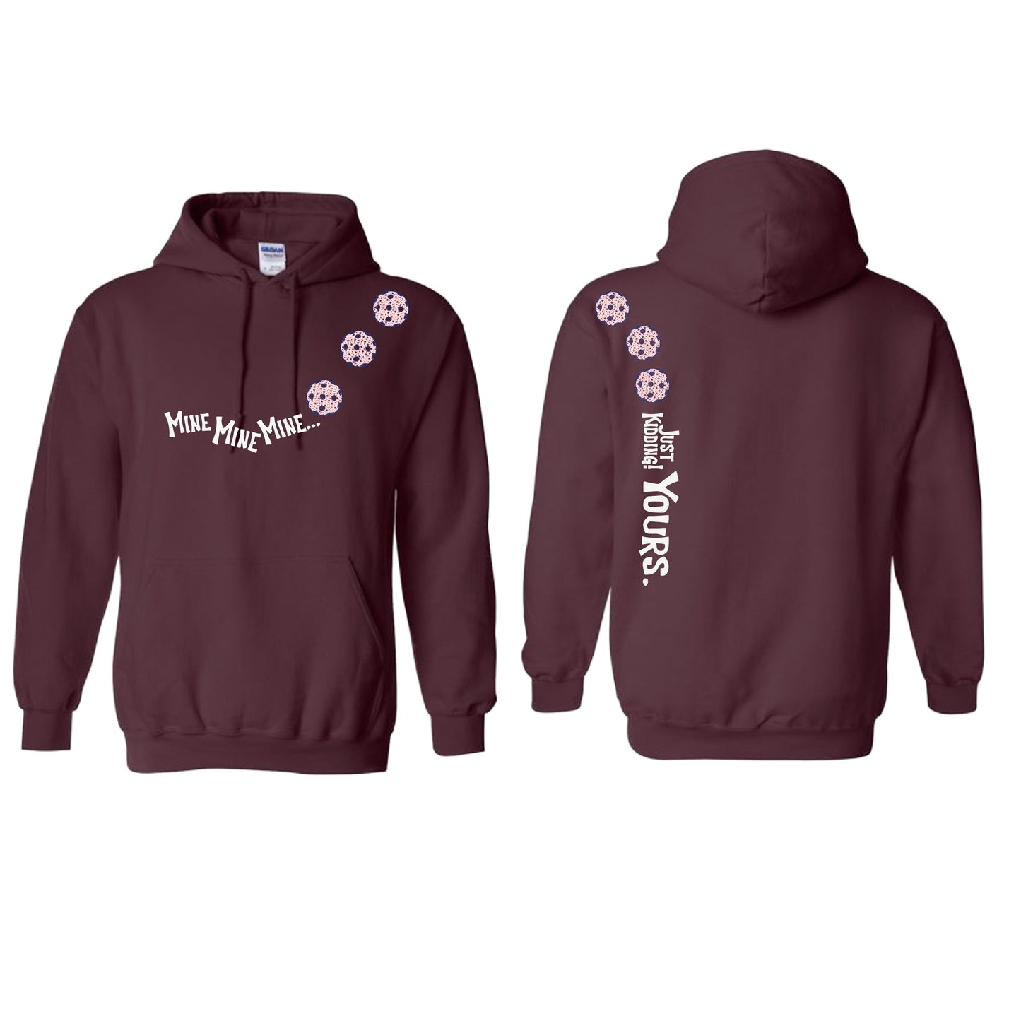 Mine JK Yours (Pickleballs With Stars) | Unisex Hoodie Athletic Sweatshirt | 50% Cotton/50% Polyester