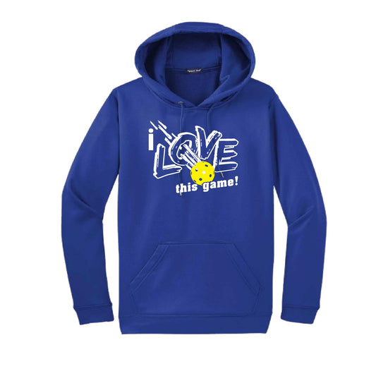 I Love This Game | Unisex Hoodie Athletic Pickelball Sweatshirt | 50% Cotton/50% Polyester