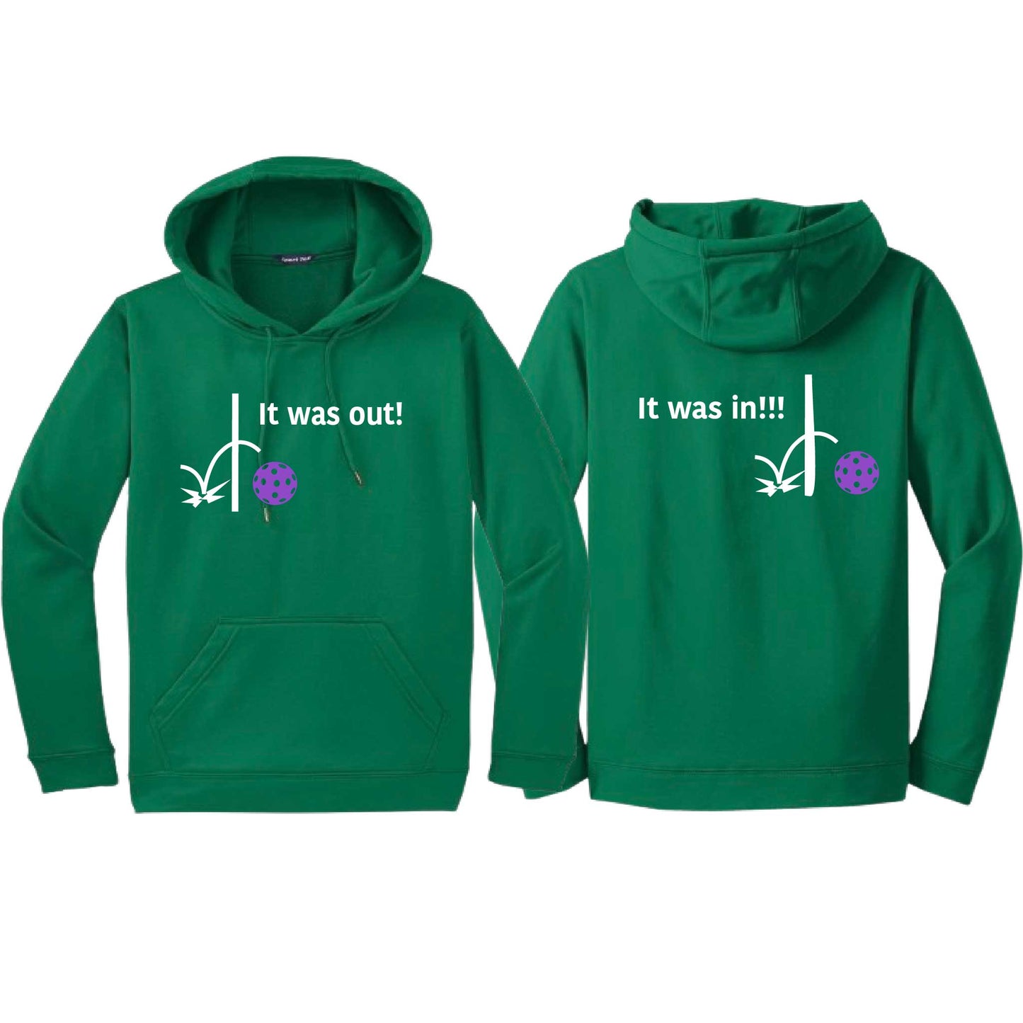 It Was Out! It Was In! (Pickleballs Pink Purple Rainbow) | Unisex Hoodie Athletic Sweatshirt | 50% Cotton/50% Polyester