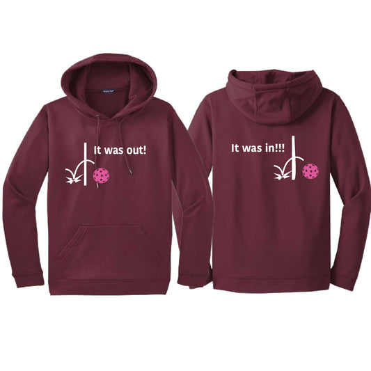 It Was Out! It Was In! (Pickleballs Pink Purple Rainbow) | Unisex Hoodie Athletic Sweatshirt | 50% Cotton/50% Polyester