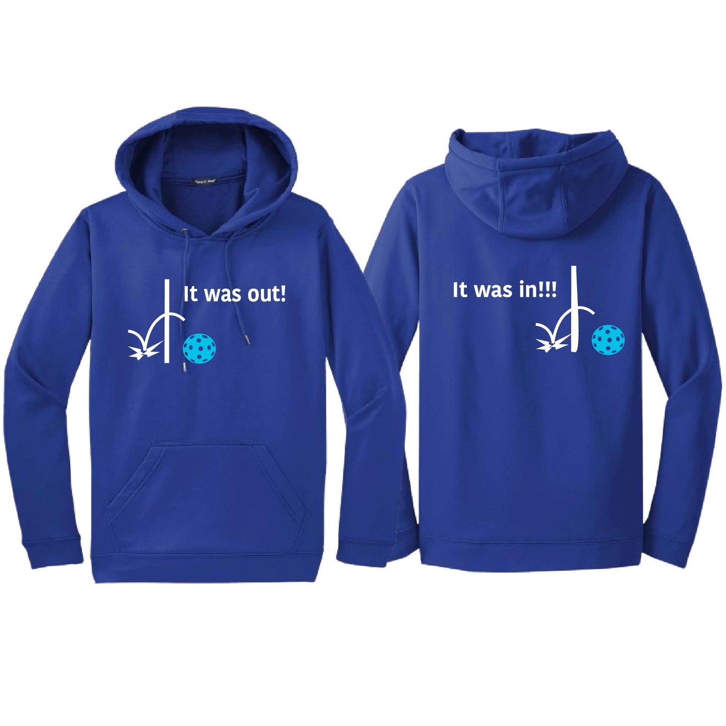 It Was Out! It Was In! (Pickleballs Cyan Green Orange) | Unisex Hoodie Athletic Sweatshirt | 50% Cotton/50% Polyester