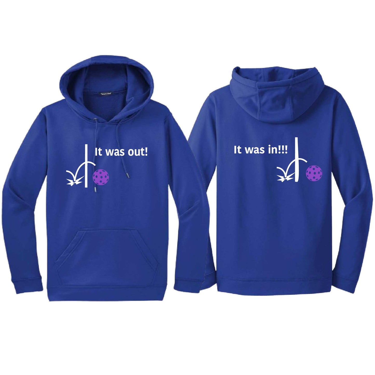 It Was Out! It Was In! (Pickleballs Pink Purple Rainbow) | Unisex Hoodie Athletic Sweatshirt | 50% Cotton/50% Polyester