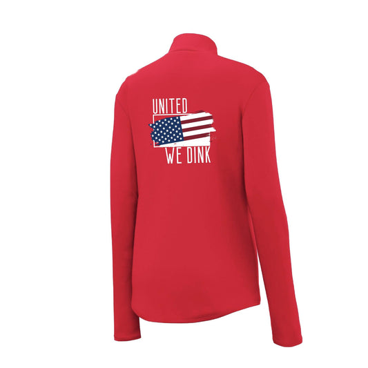 United We Dink | Women's 1/4 Zip Pullover Pickleball Performance Shirt | 100% Polyester