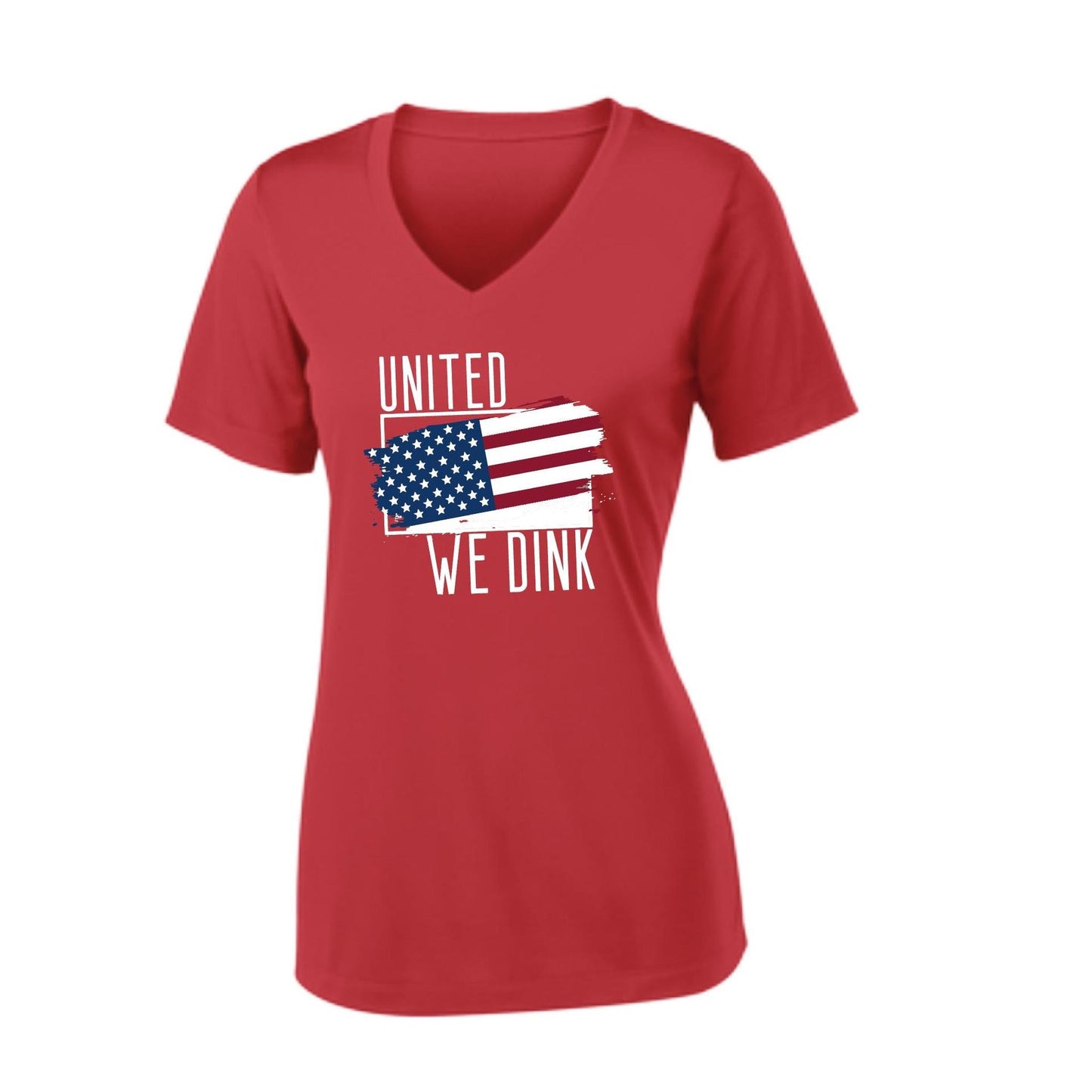 United We Dink | Women’s Short Sleeve V-Neck Performance T-Shirt | 100% Polyester