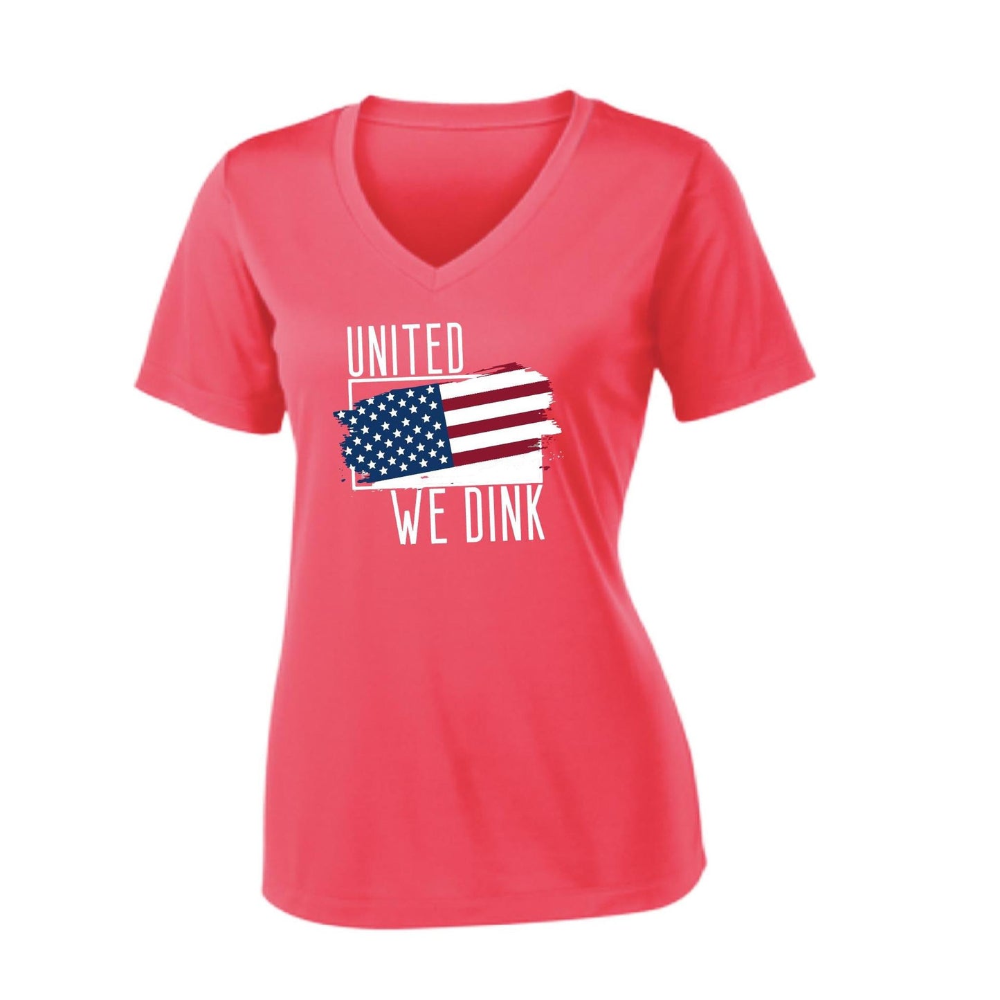 United We Dink | Women’s Short Sleeve V-Neck Performance T-Shirt | 100% Polyester