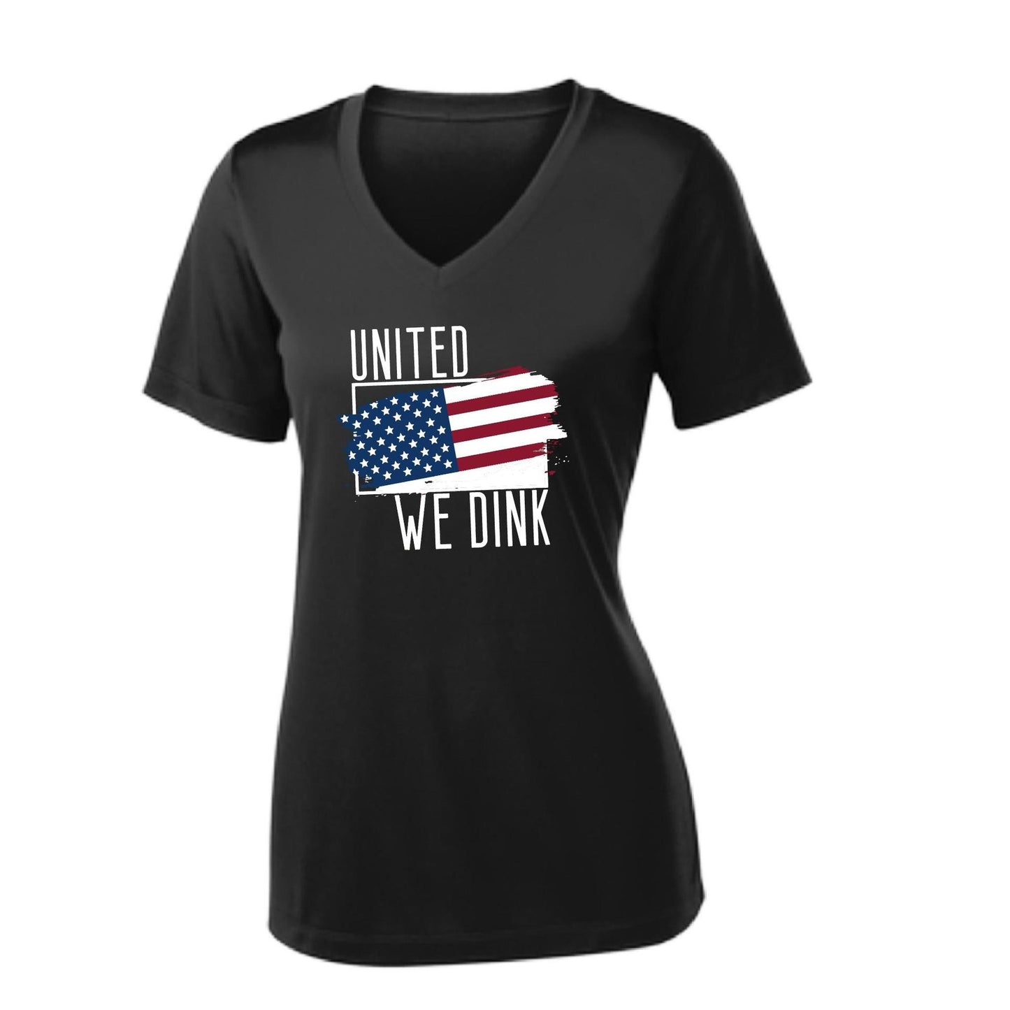 United We Dink | Women’s Short Sleeve V-Neck Performance T-Shirt | 100% Polyester