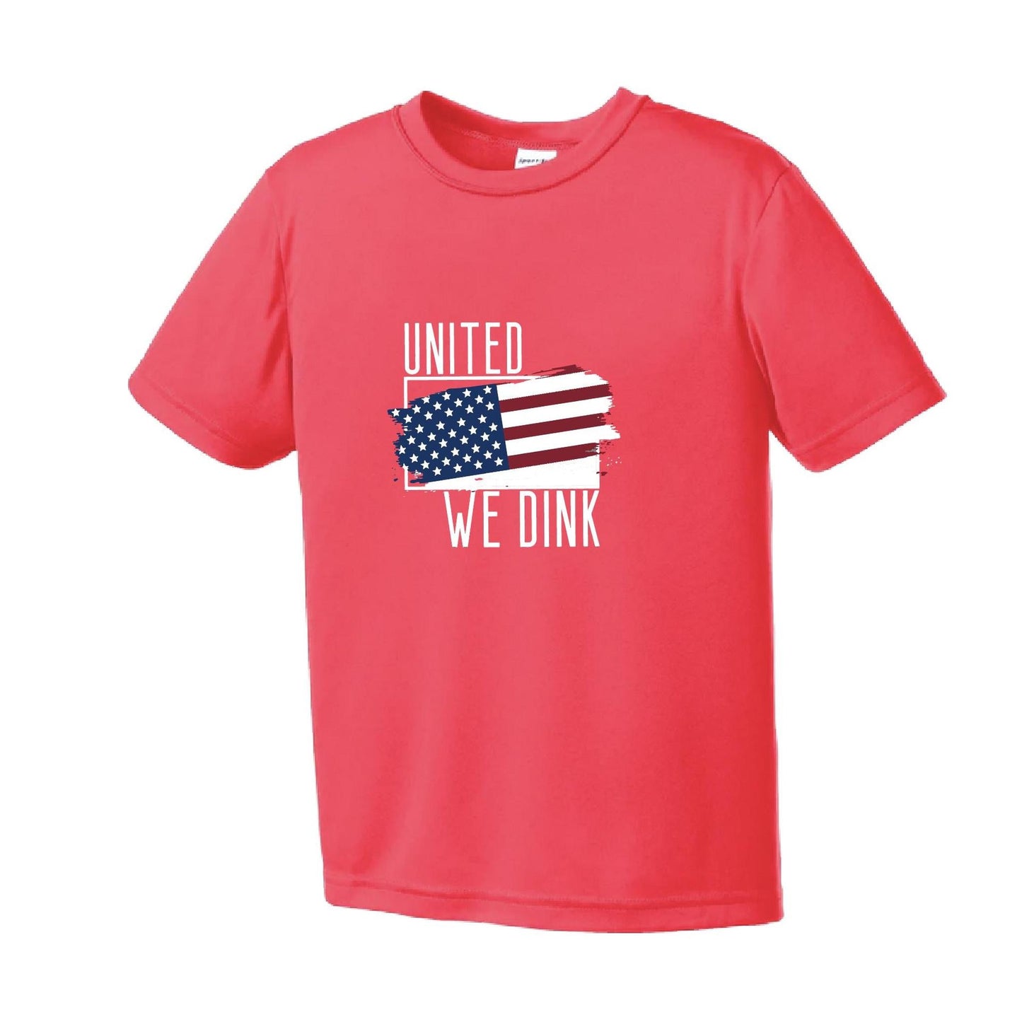 United We Dink | Youth Short Sleeve Pickleball Performance T-Shirts | 100% Polyester