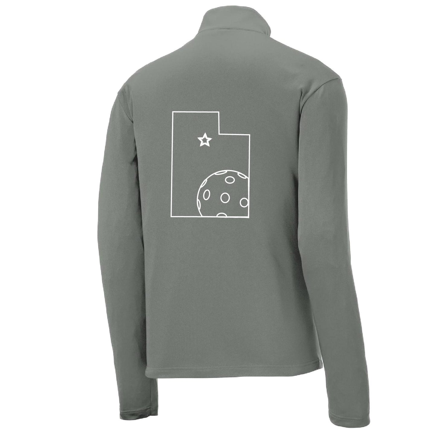 Utah With Pickleball | Men's 1/4 Zip Long Sleeve Pullover Athletic Performance Shirt | 100% Polyester
