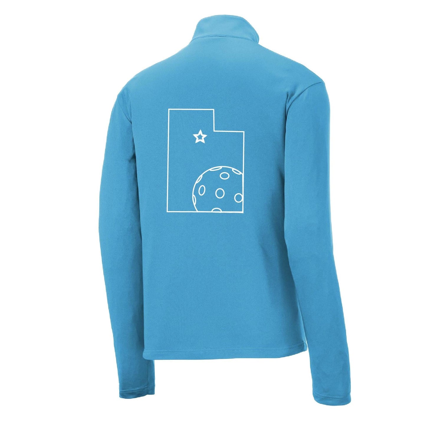 Utah With Pickleball | Men's 1/4 Zip Long Sleeve Pullover Athletic Performance Shirt | 100% Polyester