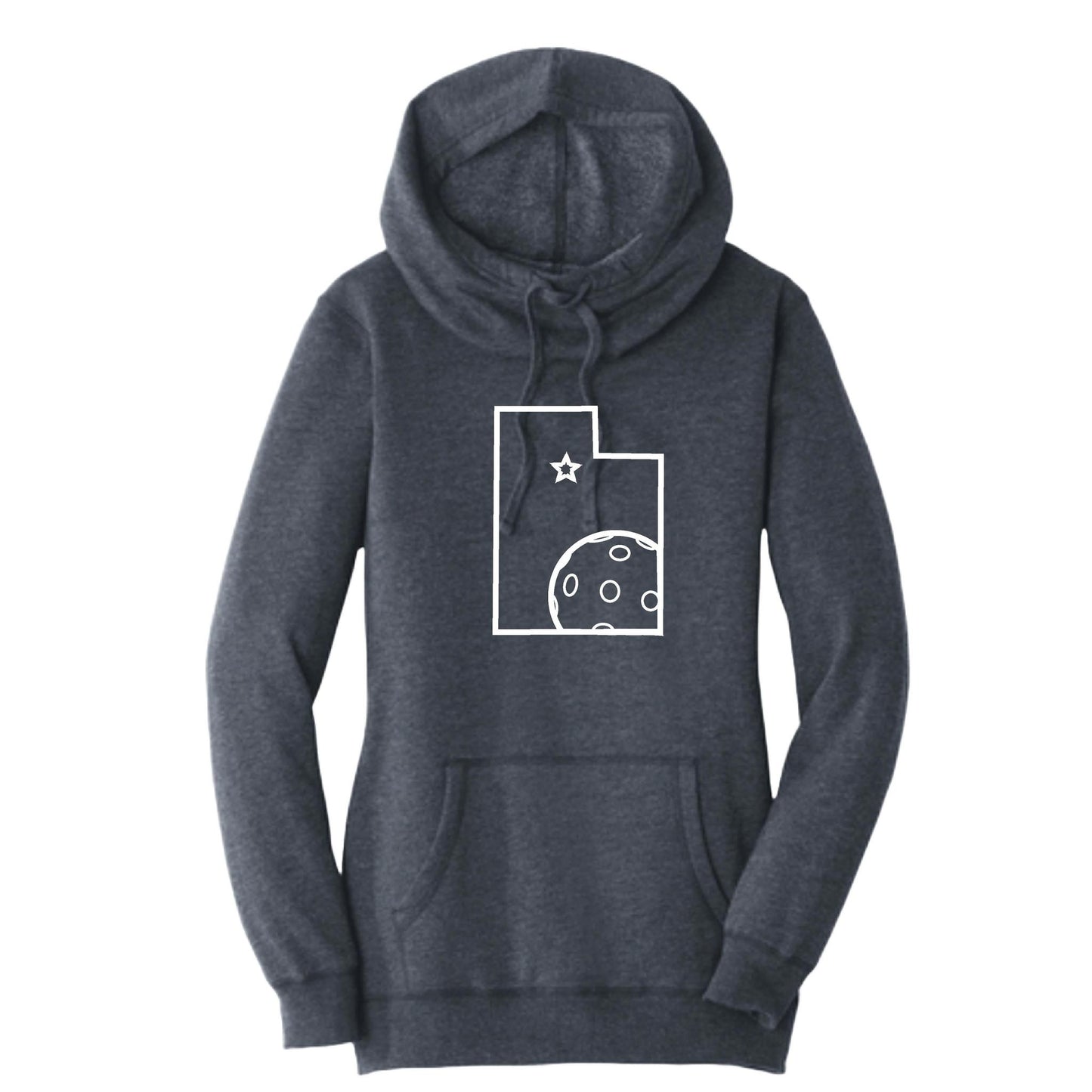Utah With Pickleball | Women’s Cowl-Neck Hoodie Pickleball Sweatshirt | 55% Cotton 45% Poly Fleece